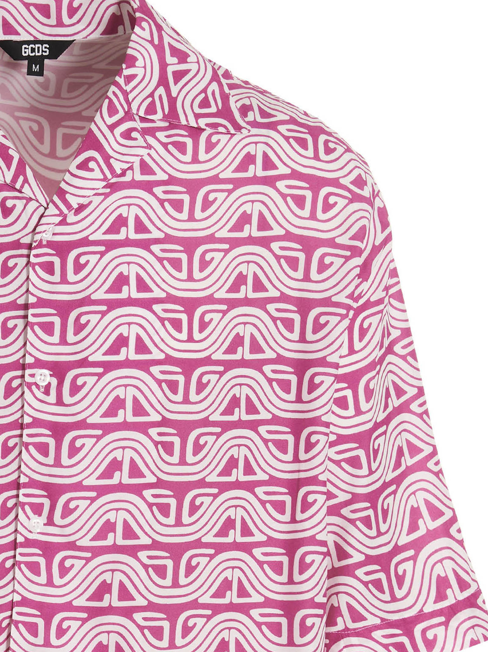 GCDS Waved Logo Print Bowling Shirt Pink Shirts Gcds