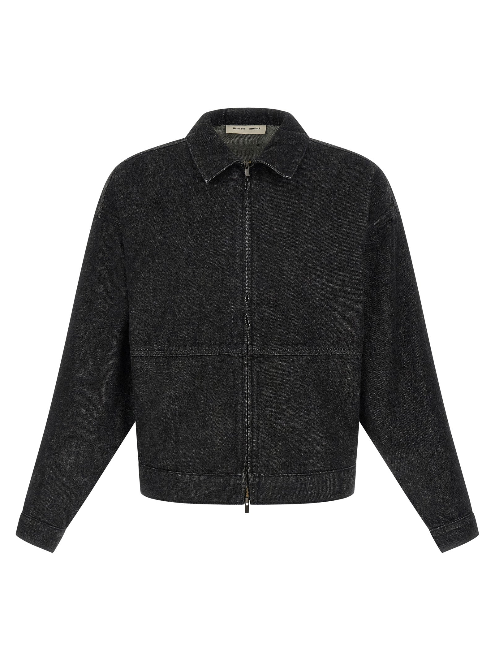 Fear of God Essentials denim work jacket zwart voorzijde