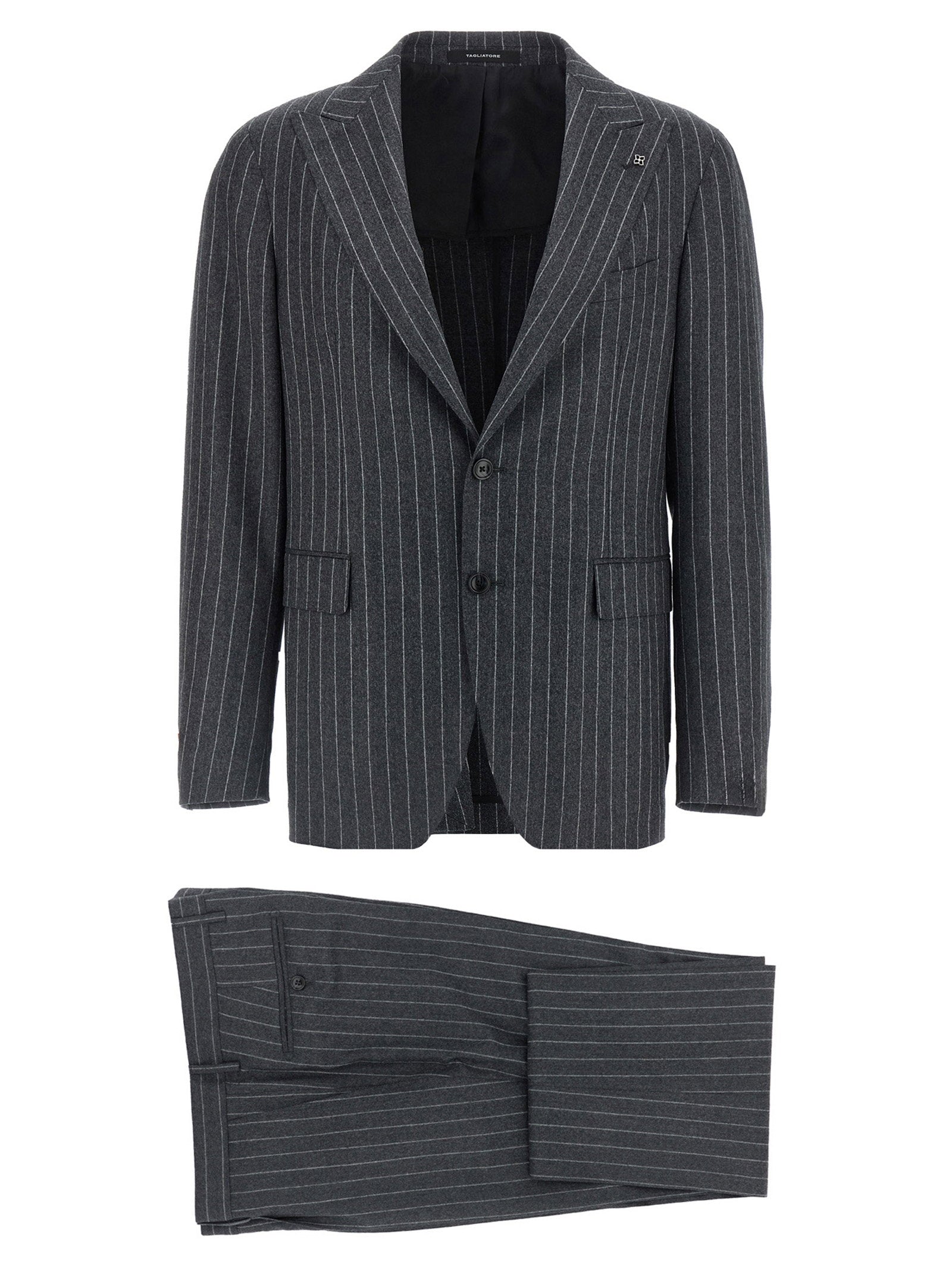 Tagliatore Pinstripe Kostuum in Grijze Super 120s Fijne Wol