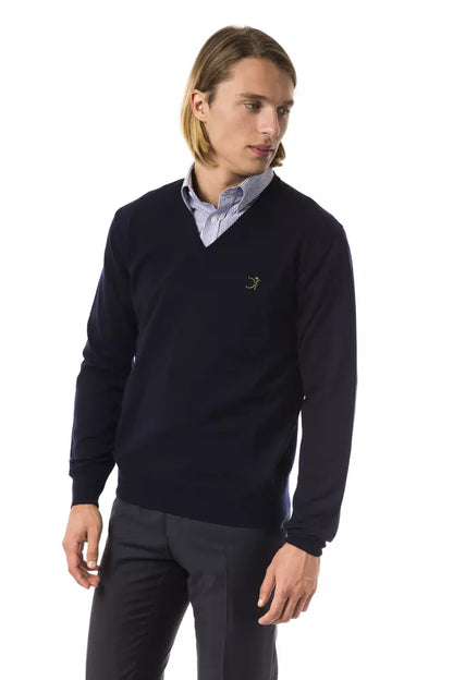 Uominitaliani Blue Merino Men Sweater