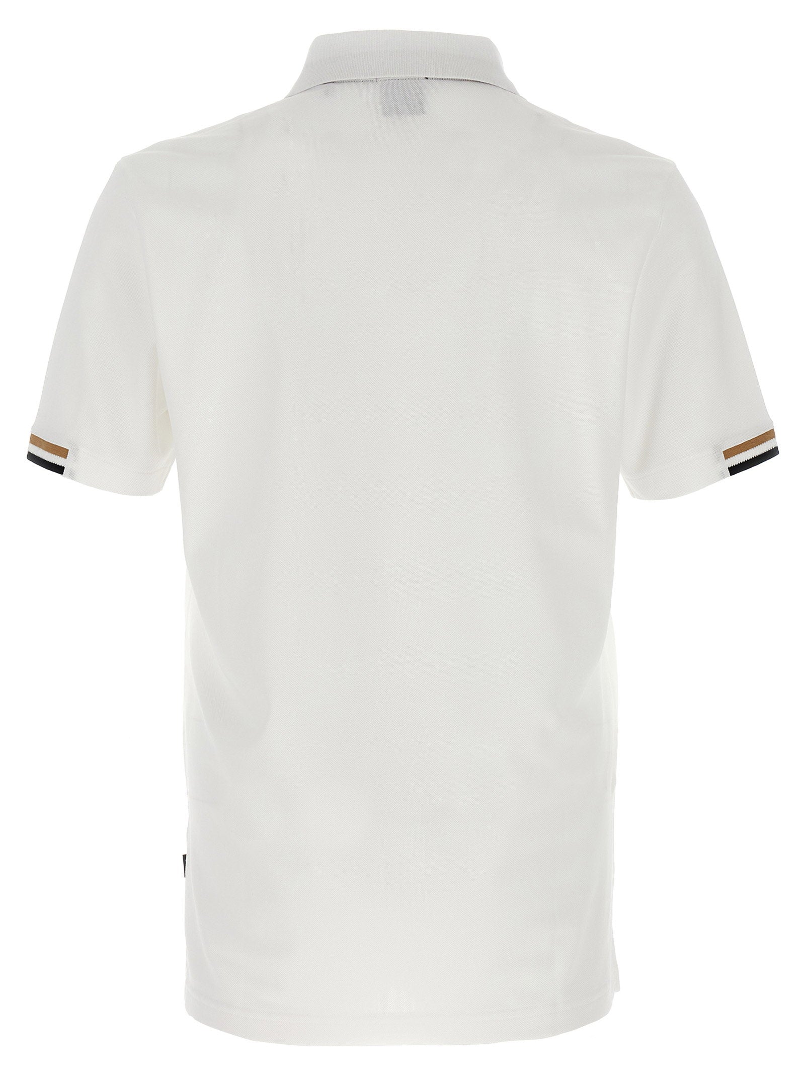 Hugo Boss Parlay 147 polo shirt wit - detail van het rubberen logo op de borst