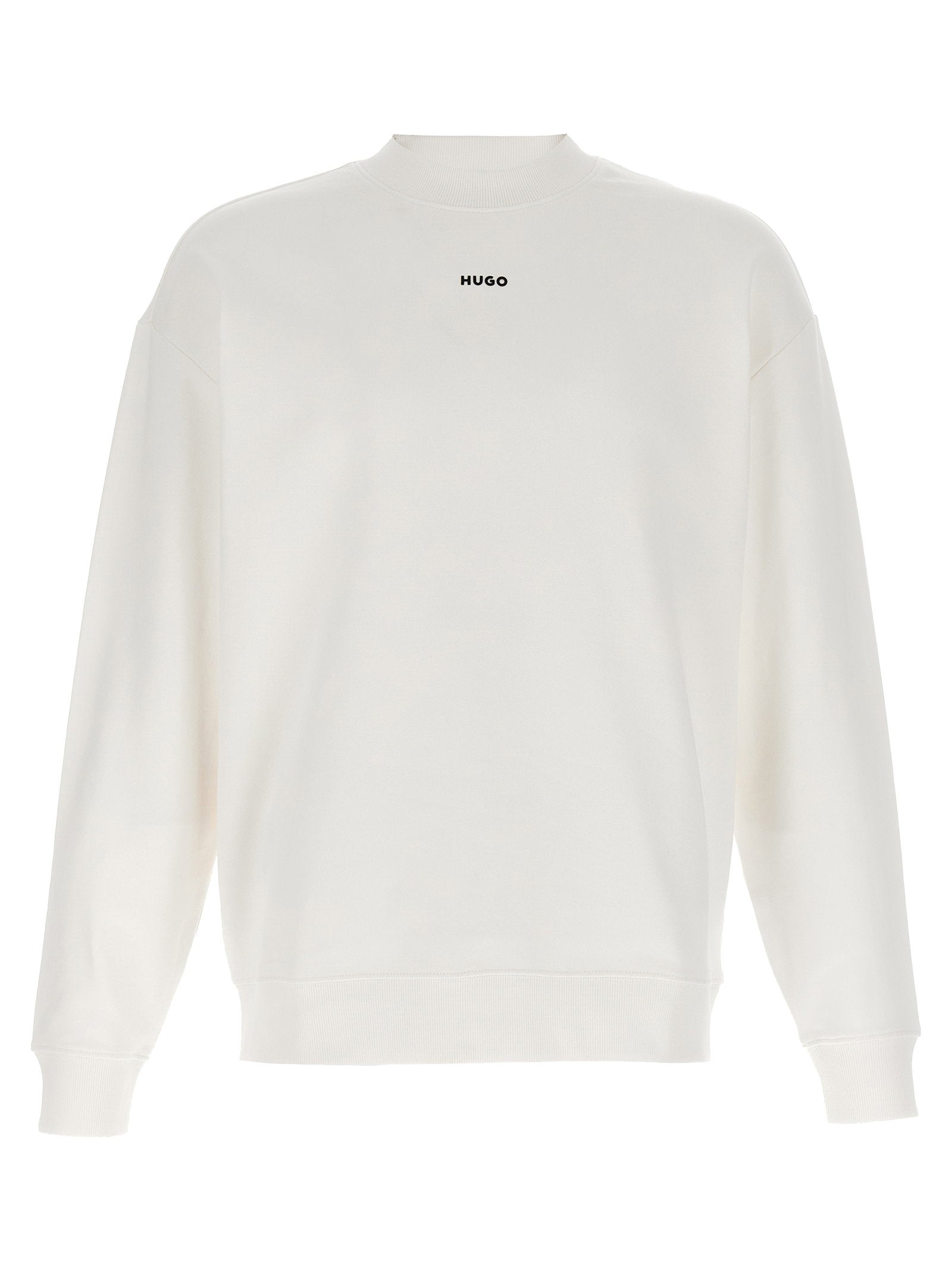 Hugo Boss Dapocrew sweatshirt wit, vooraanzicht met crewneck en HUGO-logo op de borst
