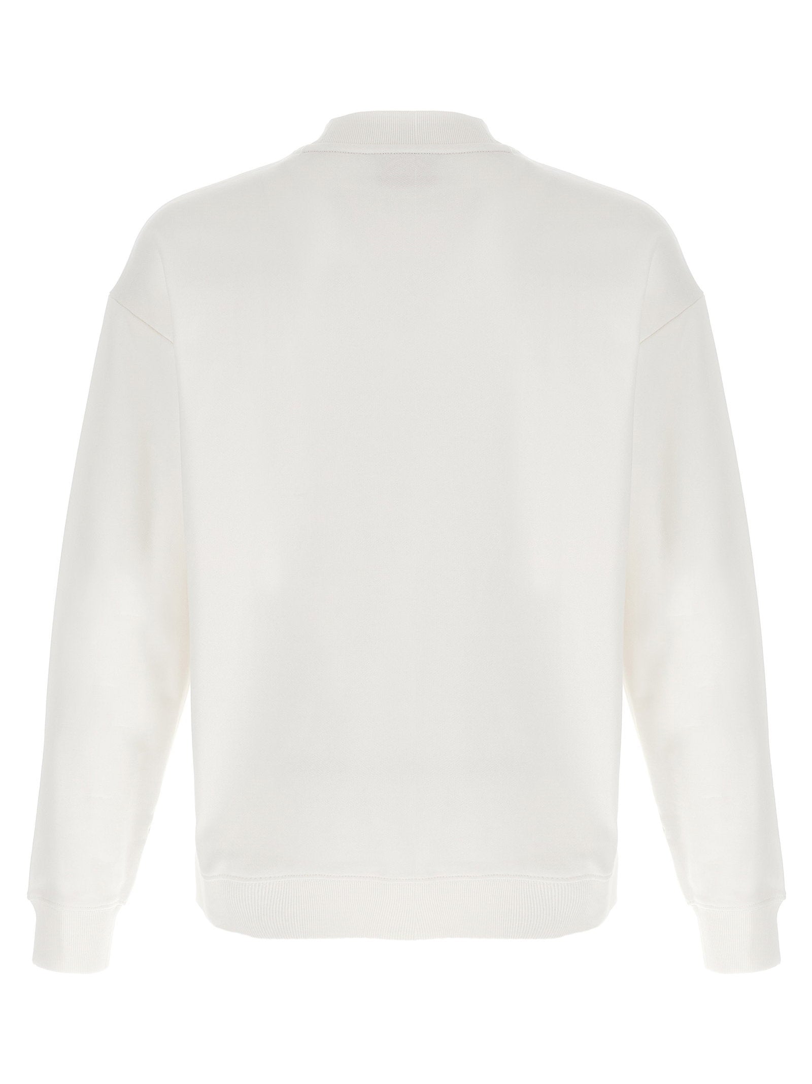 Hugo Boss Dapocrew sweatshirt wit, aanzicht van de relaxed fit en geribde manchetten