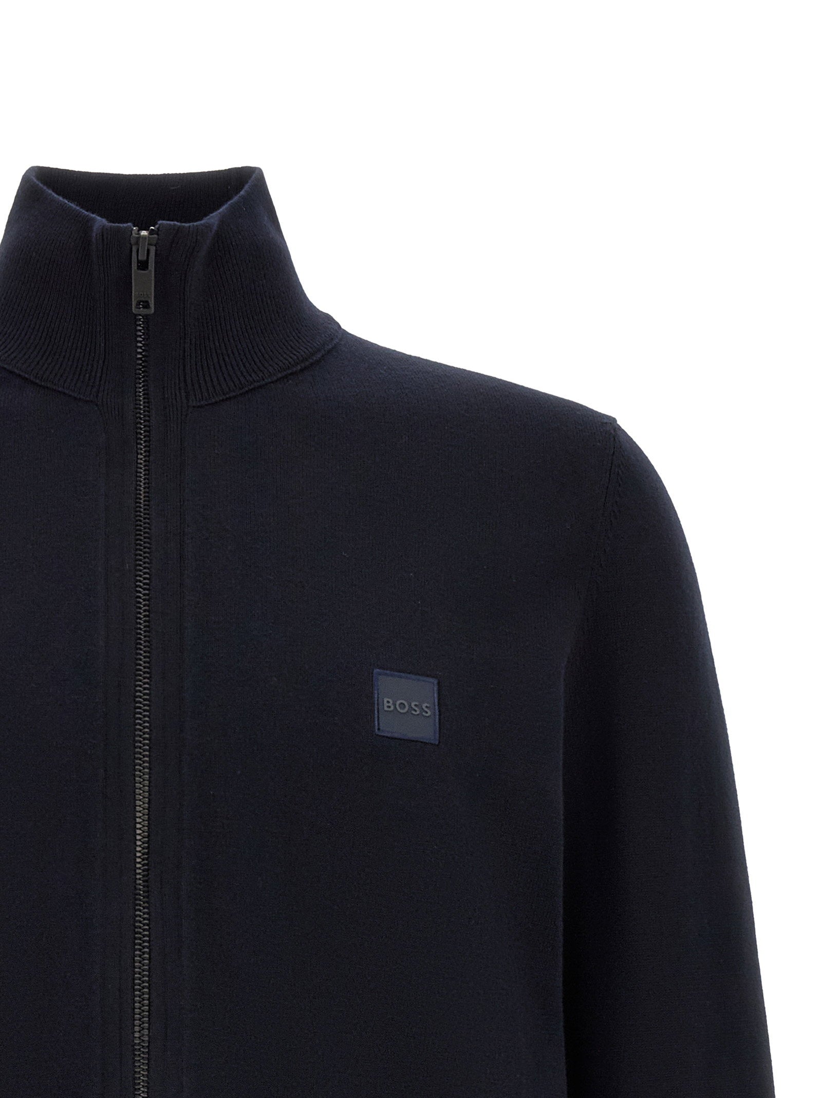 Hugo Boss Kanozip cardigan donkerblauw, achteraanzicht