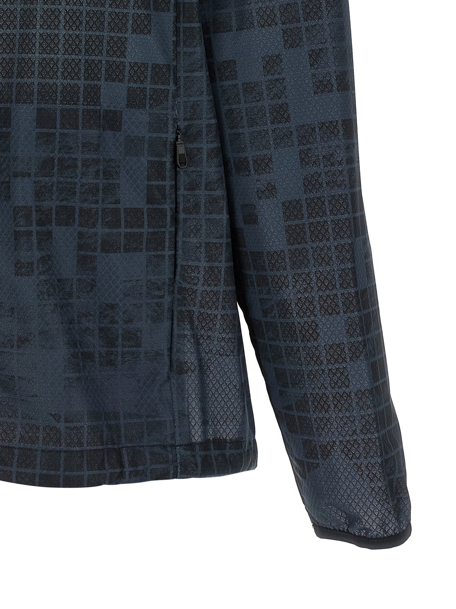 HUGO BOSS Jump JT parka donkerblauw, close-up van de mouw met ritszak