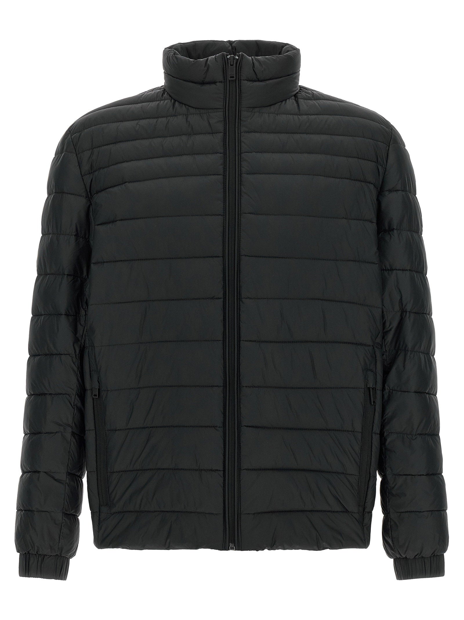 Hugo Boss Gewatteerd Jack met Horizontale Stikking Zwart Jassen Hugo Boss