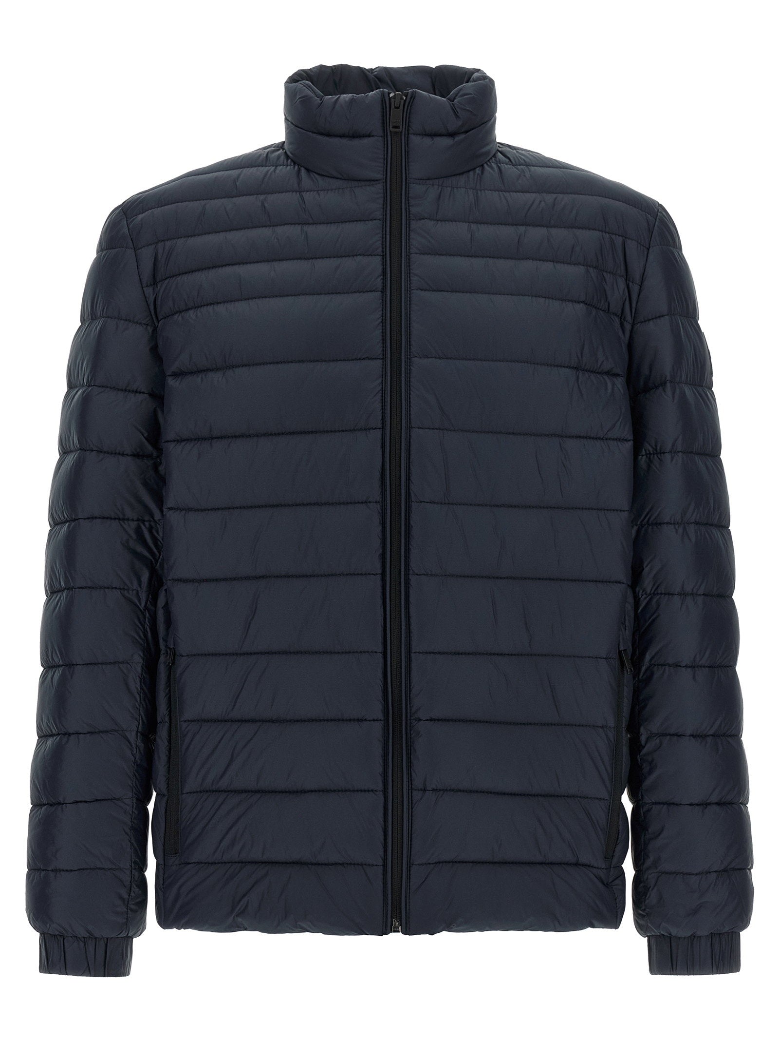 Hugo Boss gewatteerd donsjack in marineblauw, vooraanzicht