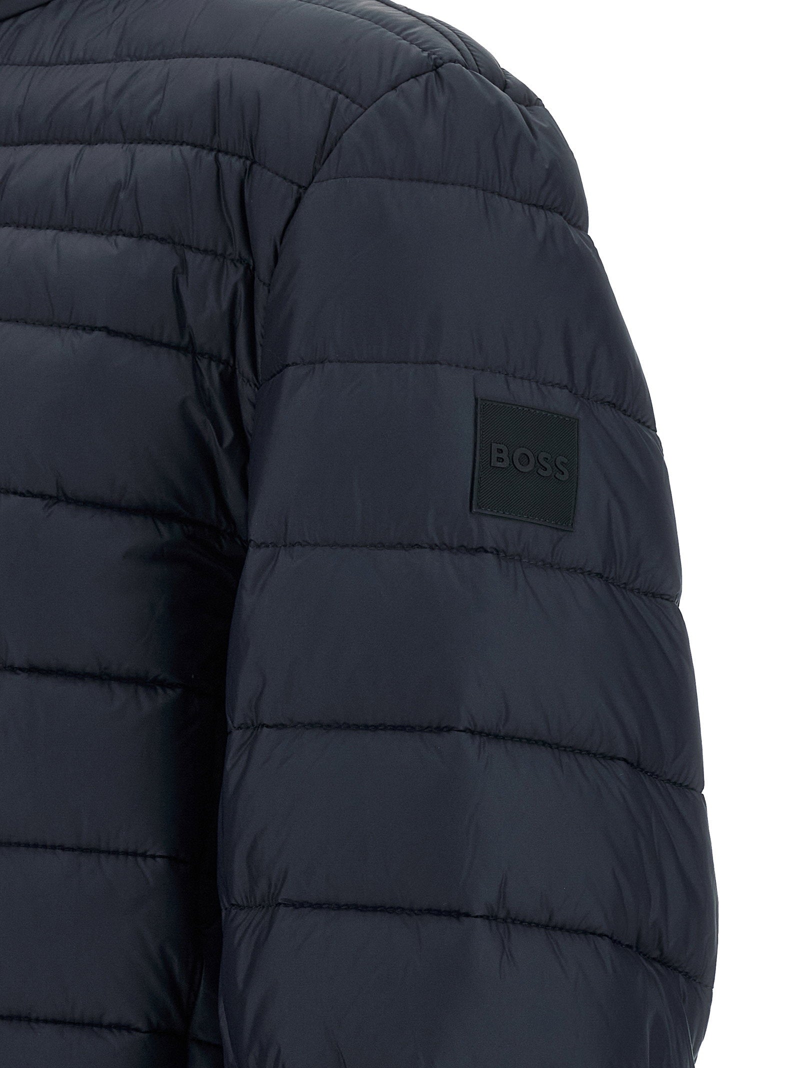 Hugo Boss gewatteerd donsjack in marineblauw, achteraanzicht