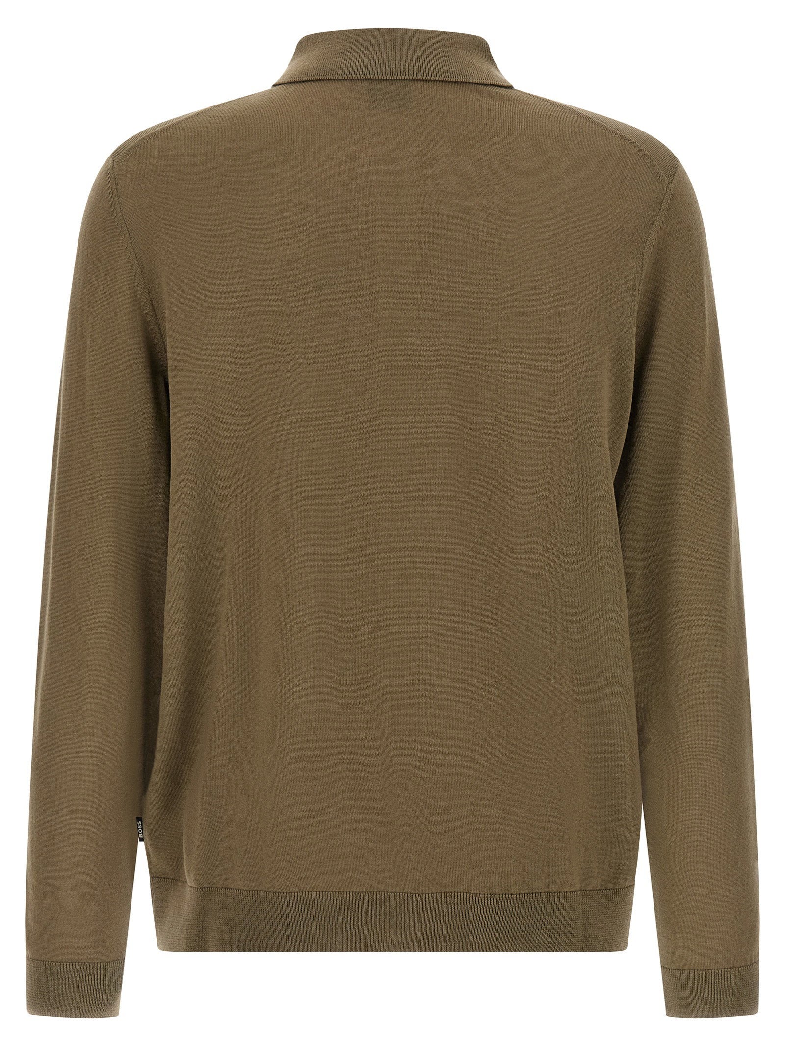 Hugo Boss Helbert wollen polo - detail kraag en knoopsluiting