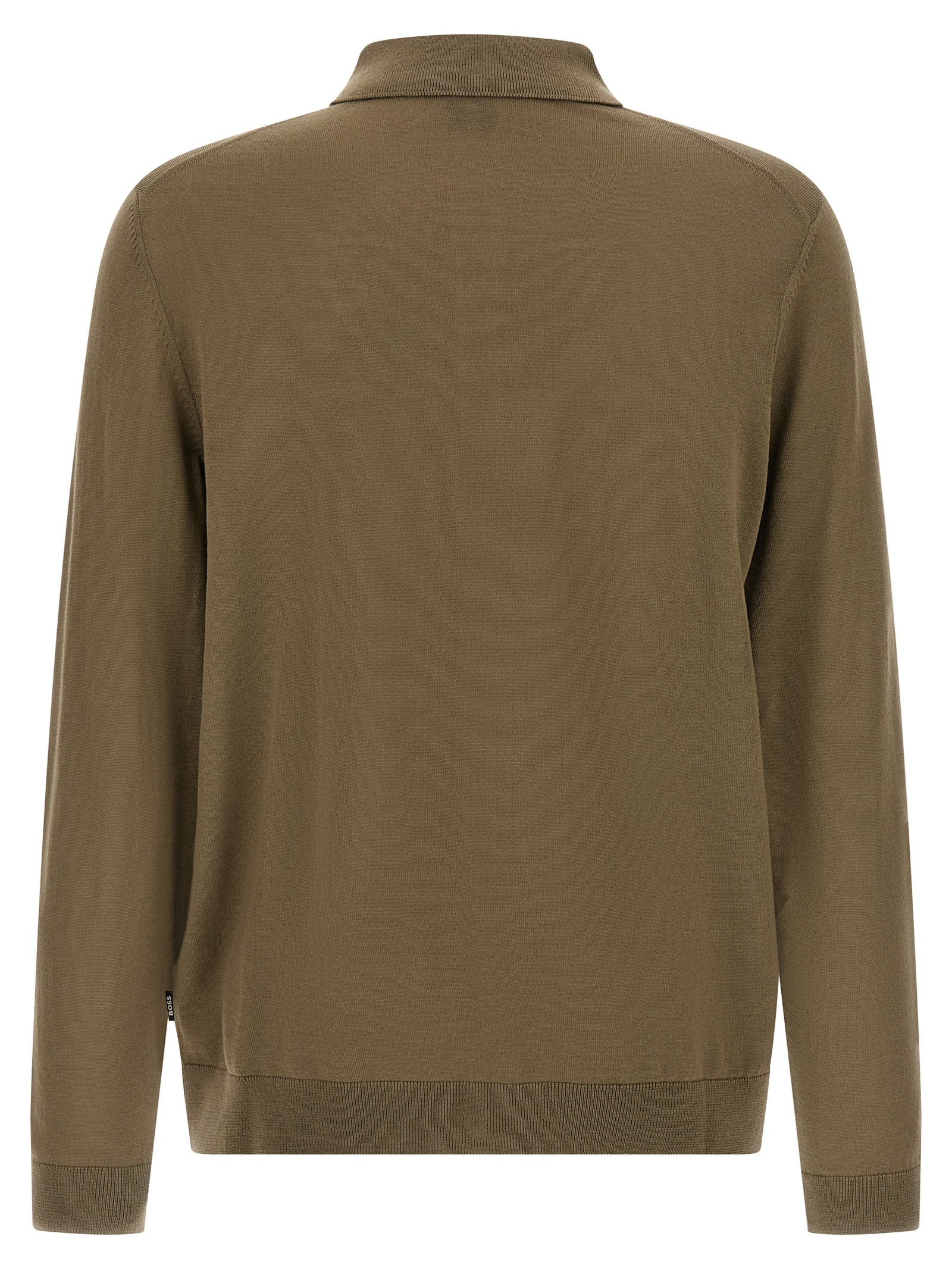 BOSS Slim Fit Merino Wool Polo Collar Sweater Brown-thumbmail-2