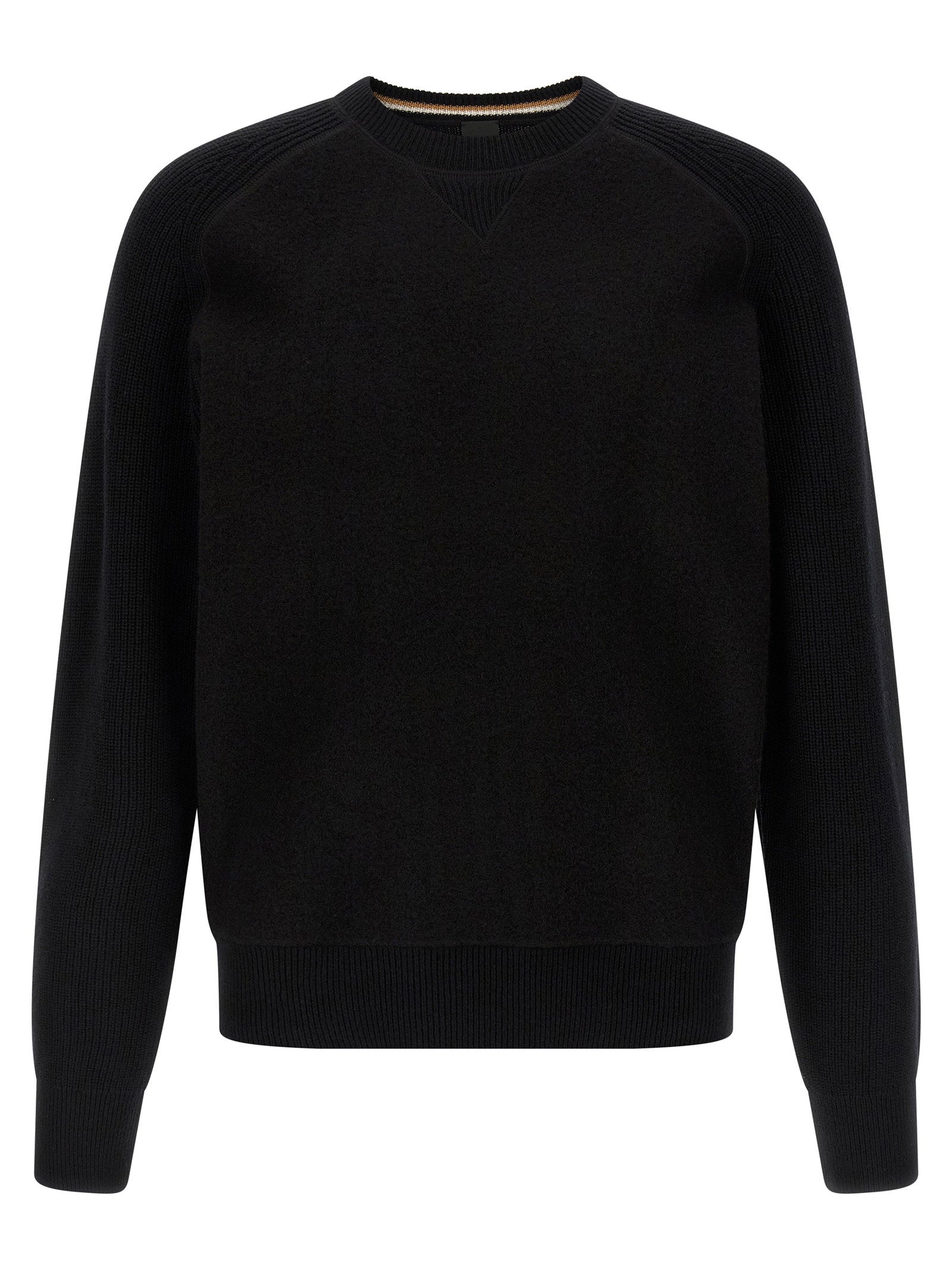 Hugo Boss H-Hero Scheerwollen Trui met Raglanmouwen Zwart Topwear Hugo Boss