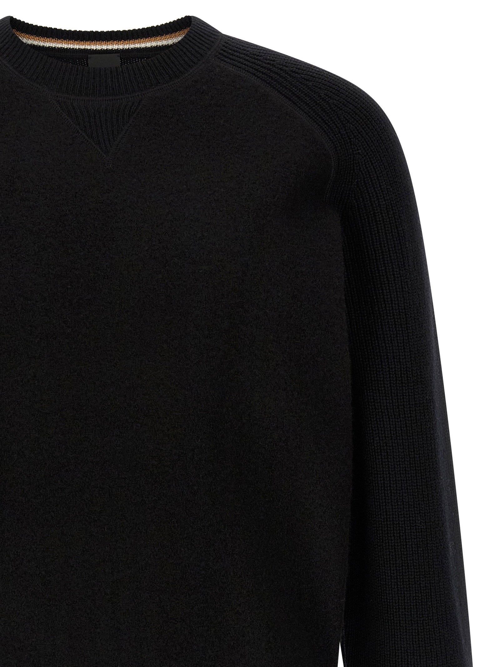 Hugo Boss H-Hero Scheerwollen Trui met Raglanmouwen Zwart-thumbmail-3