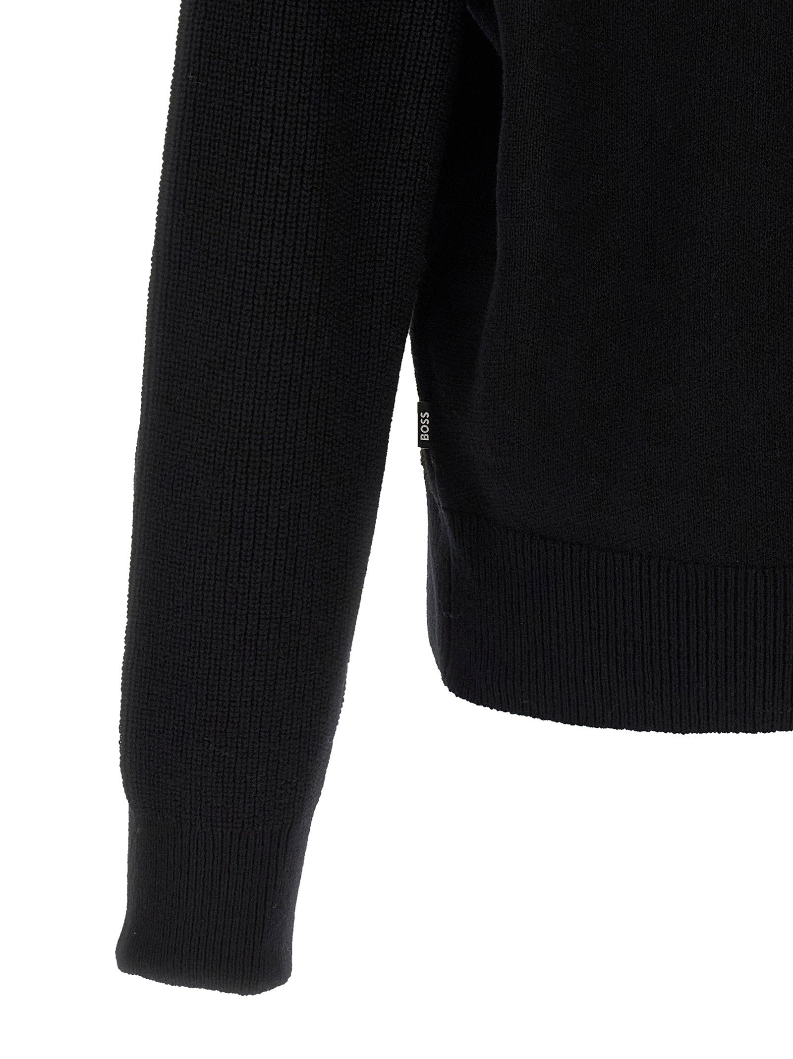 Hugo Boss H-Hero Scheerwollen Trui met Raglanmouwen Zwart-thumbmail-4