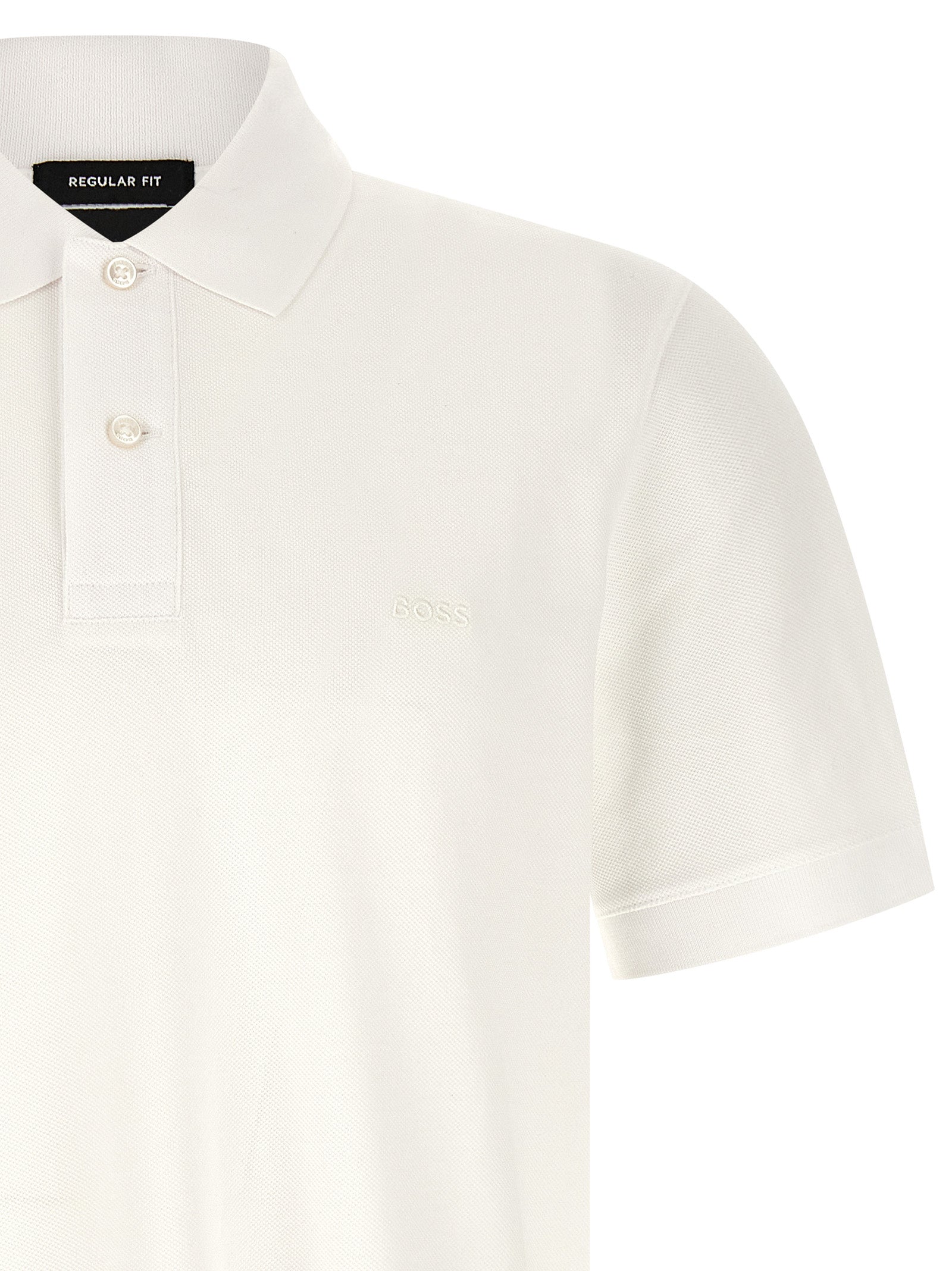 BOSS Pallas Polo Shirt in Cotton Piqué White-thumbmail-3