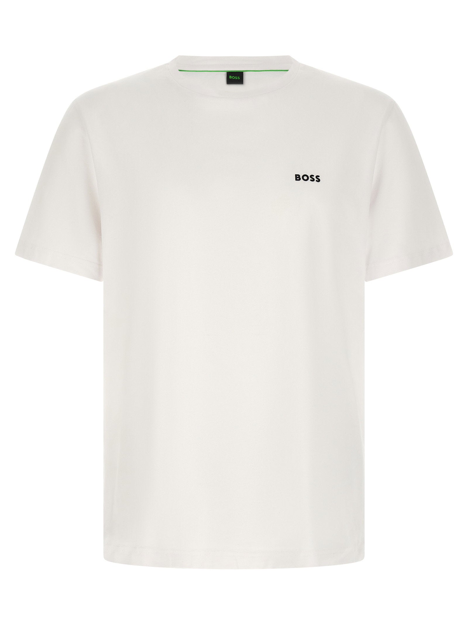 Hugo Boss wit T-shirt 3-pack, detail van groen randje binnenkraag