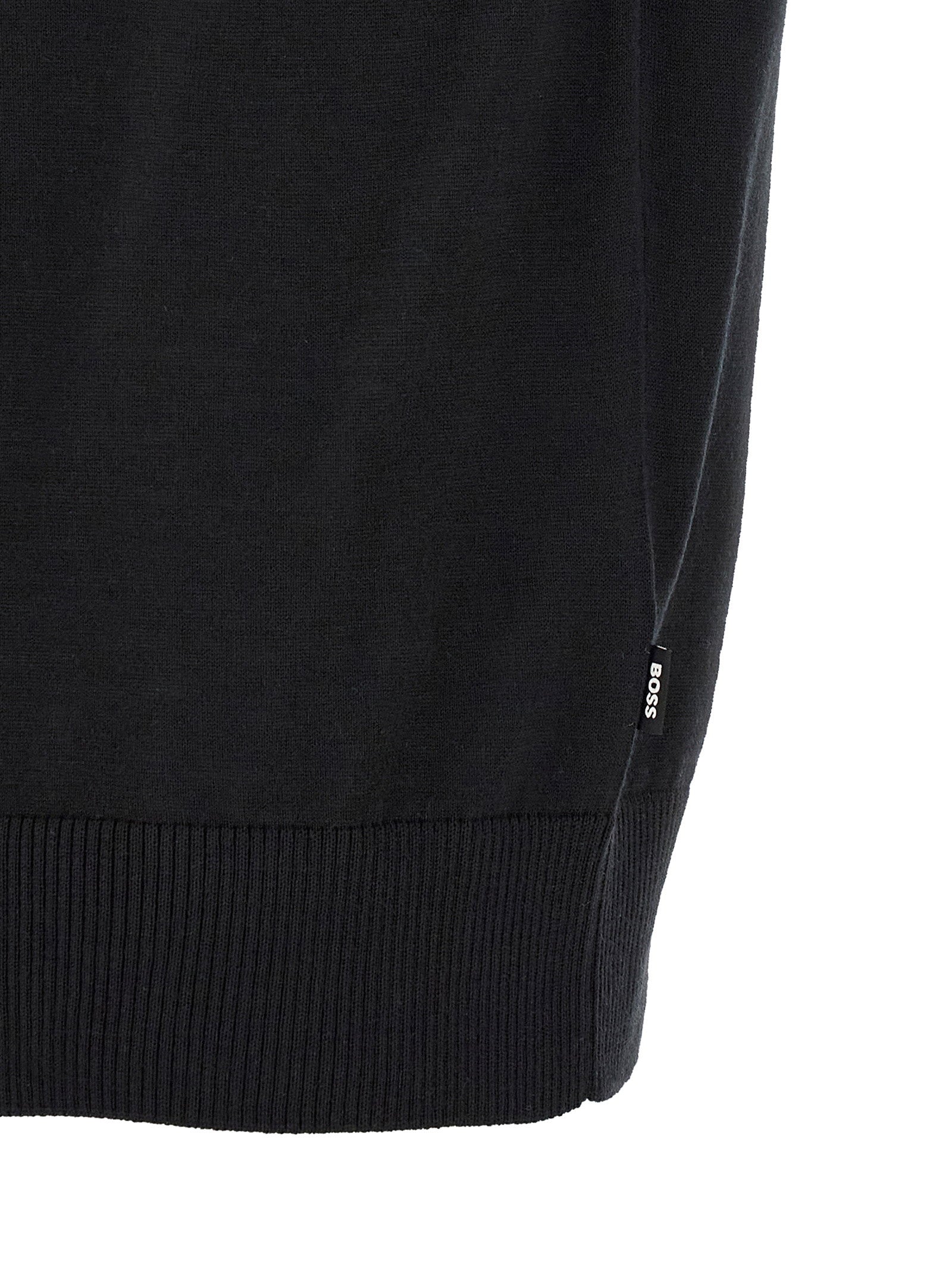 Hugo Boss H-Umauro T-shirt zwart - detail van merinowollen breisel