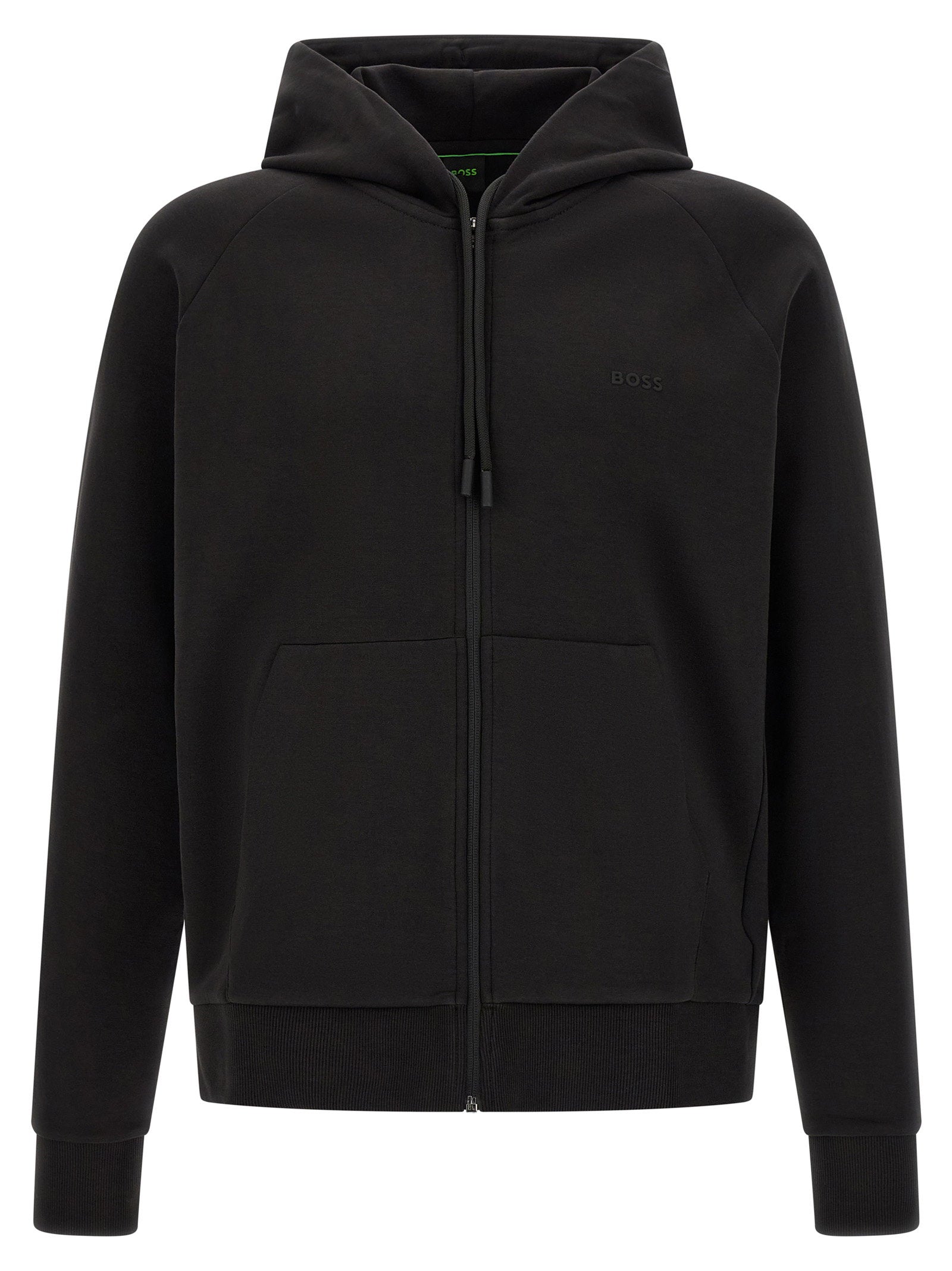 Hugo Boss zwarte katoenen hoodie met ritssluiting