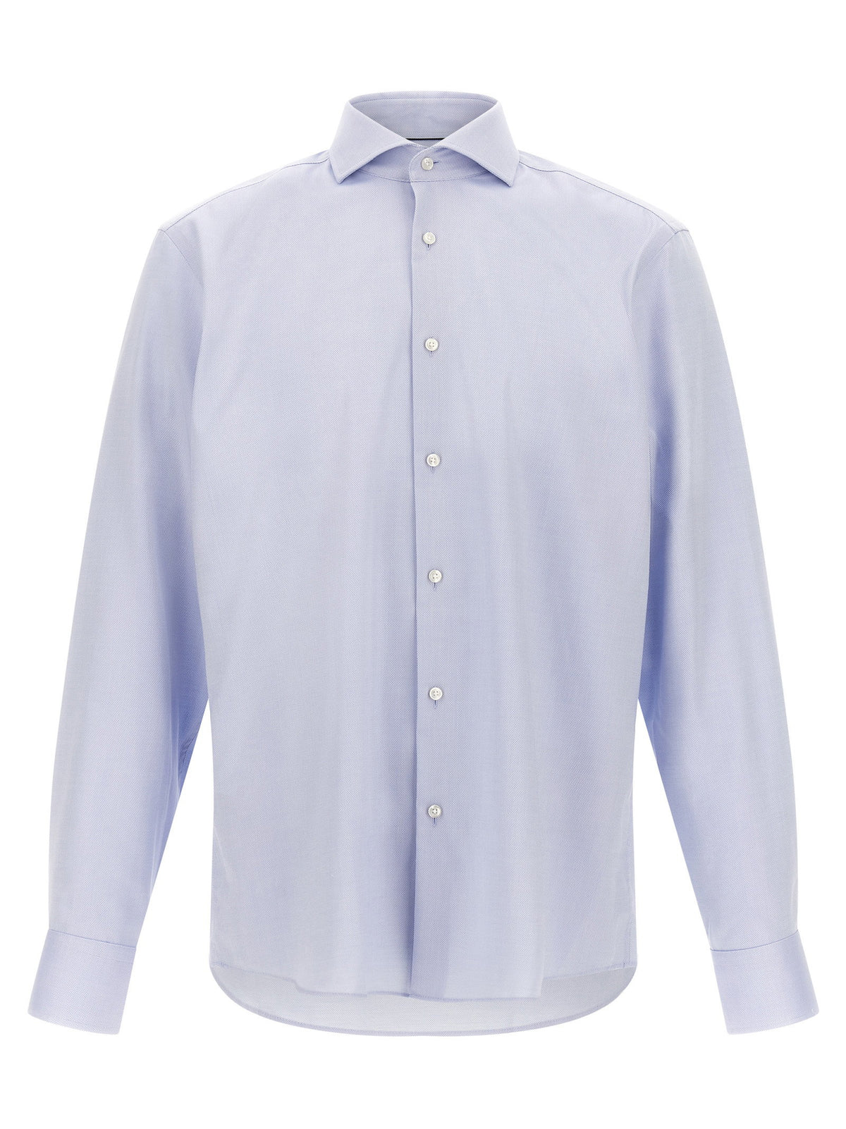 Lichtblauw Hugo Boss oxford overhemd met cutaway kraag, vooraanzicht