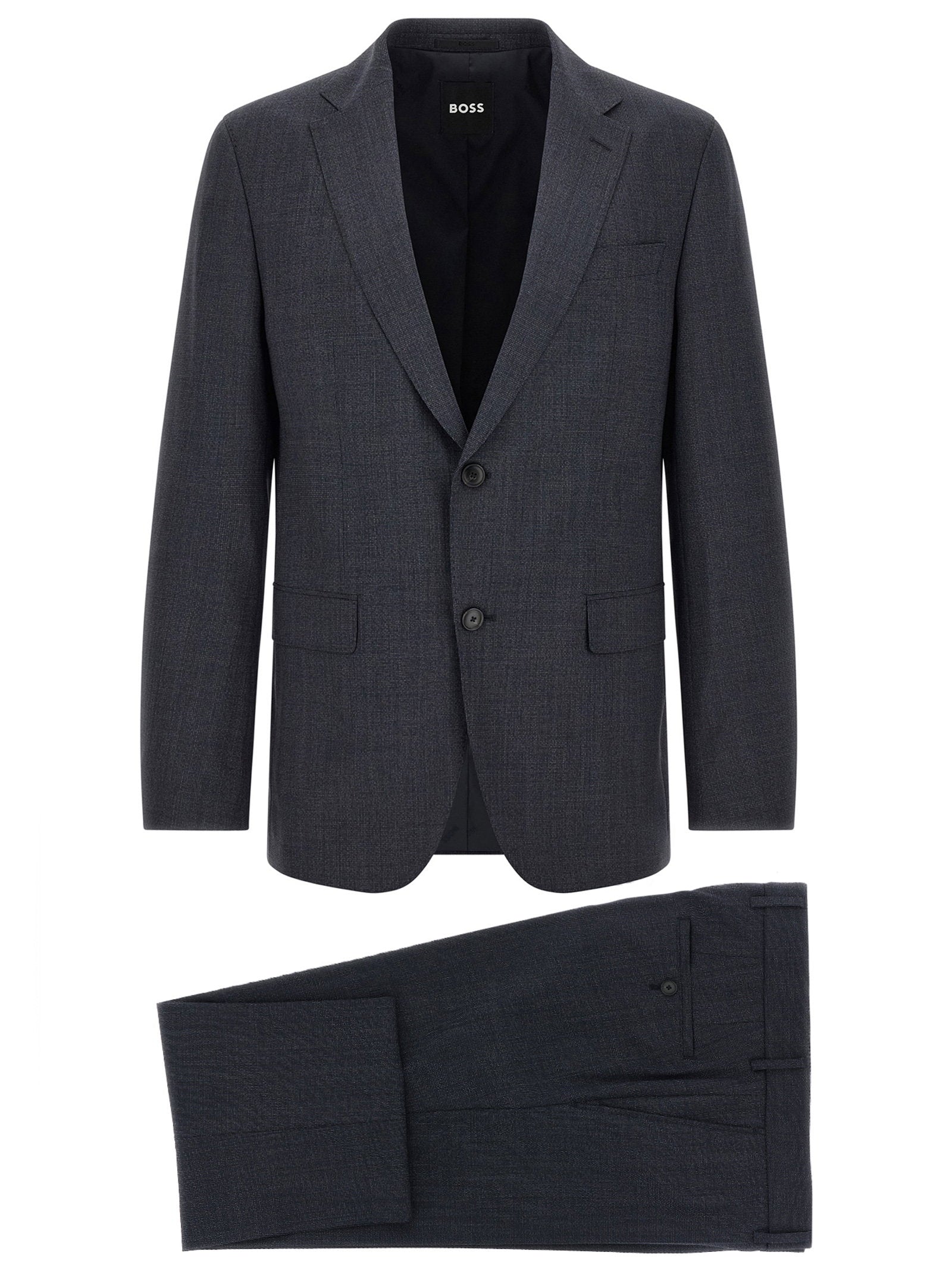 Hugo Boss Huge kostuum in antracietgrijs met stretch scheerwol, colbert vooraanzicht