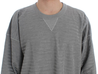 Dolce & Gabbana Gray Crewneck Pullover Silk Sweater