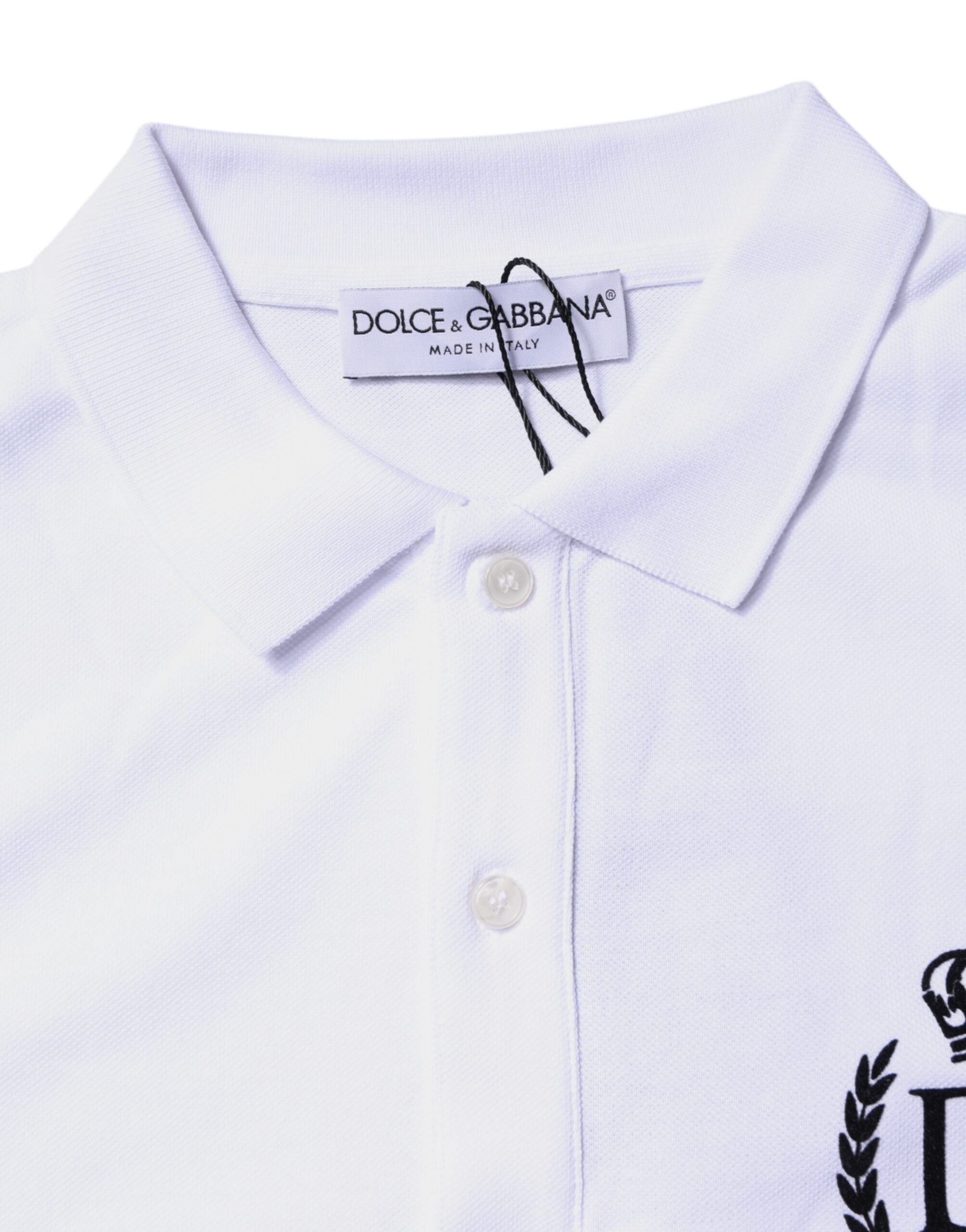 Dolce & Gabbana White Cotton Crown Collared Men Polo T-shirt
