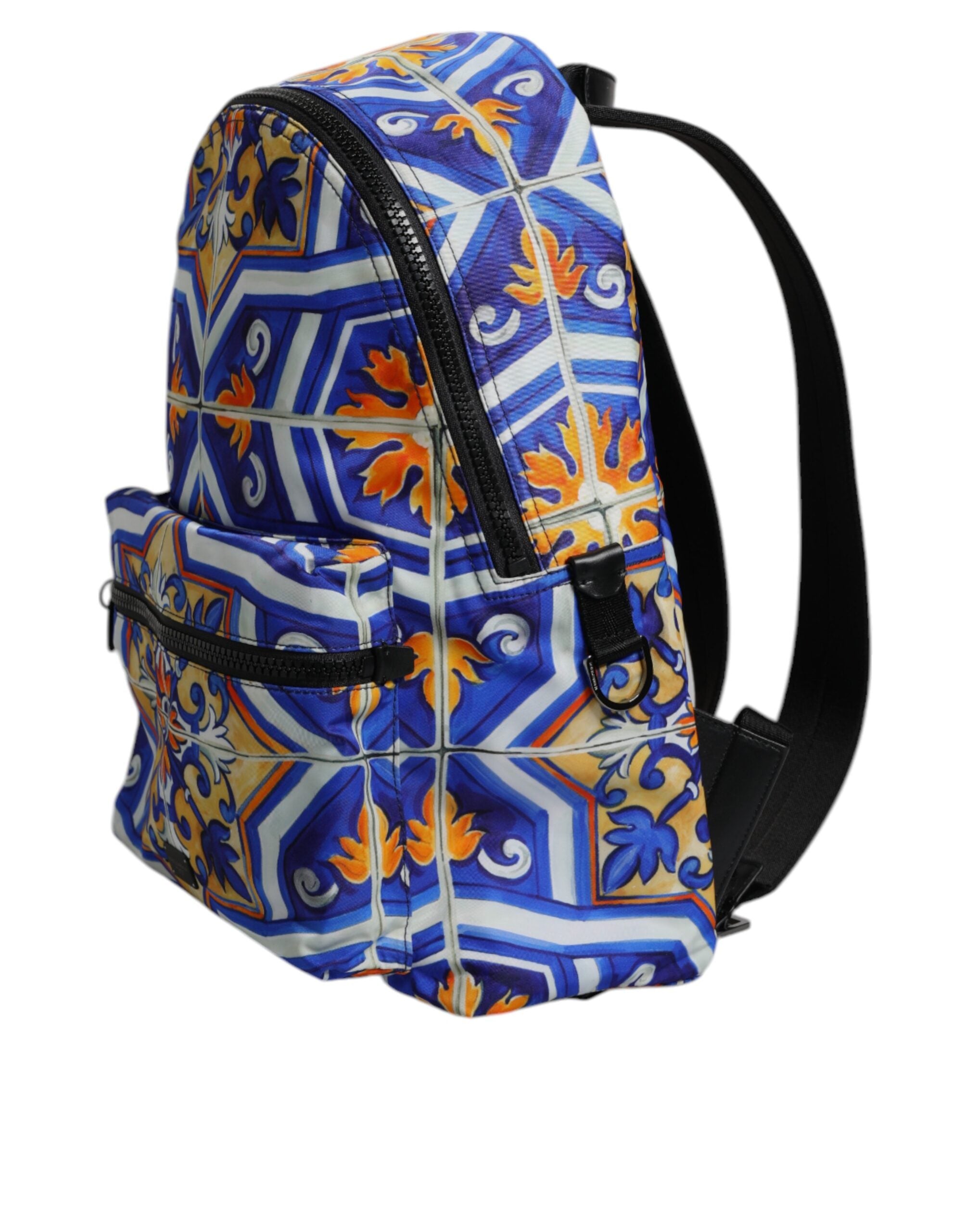 Dolce & Gabbana Multicolor Majolica Print Nylon Travel Backpack Bag
