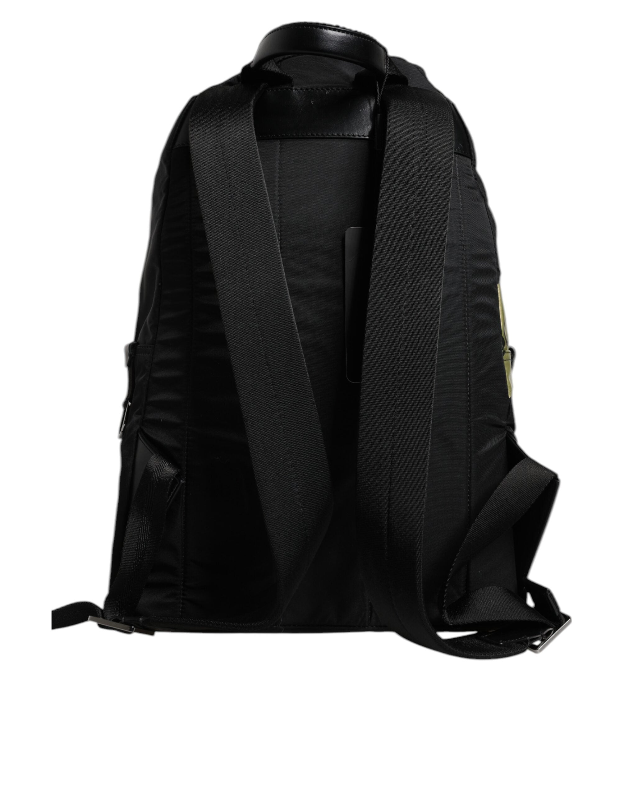 Dolce & Gabbana Black Logo Tape Polyamide School Travel Backpack Bag