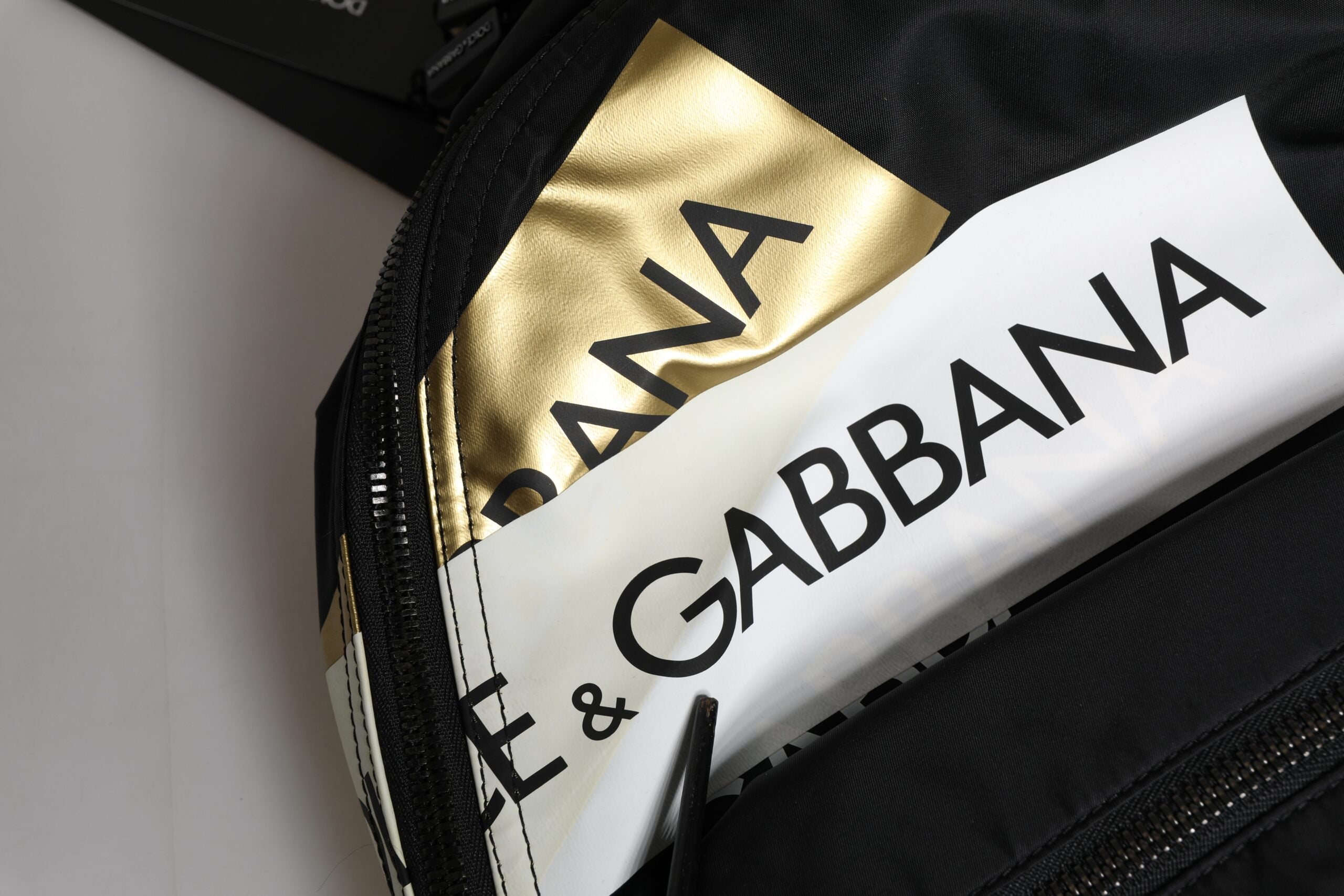 Dolce & Gabbana Black Logo Tape Polyamide School Travel Backpack Bag