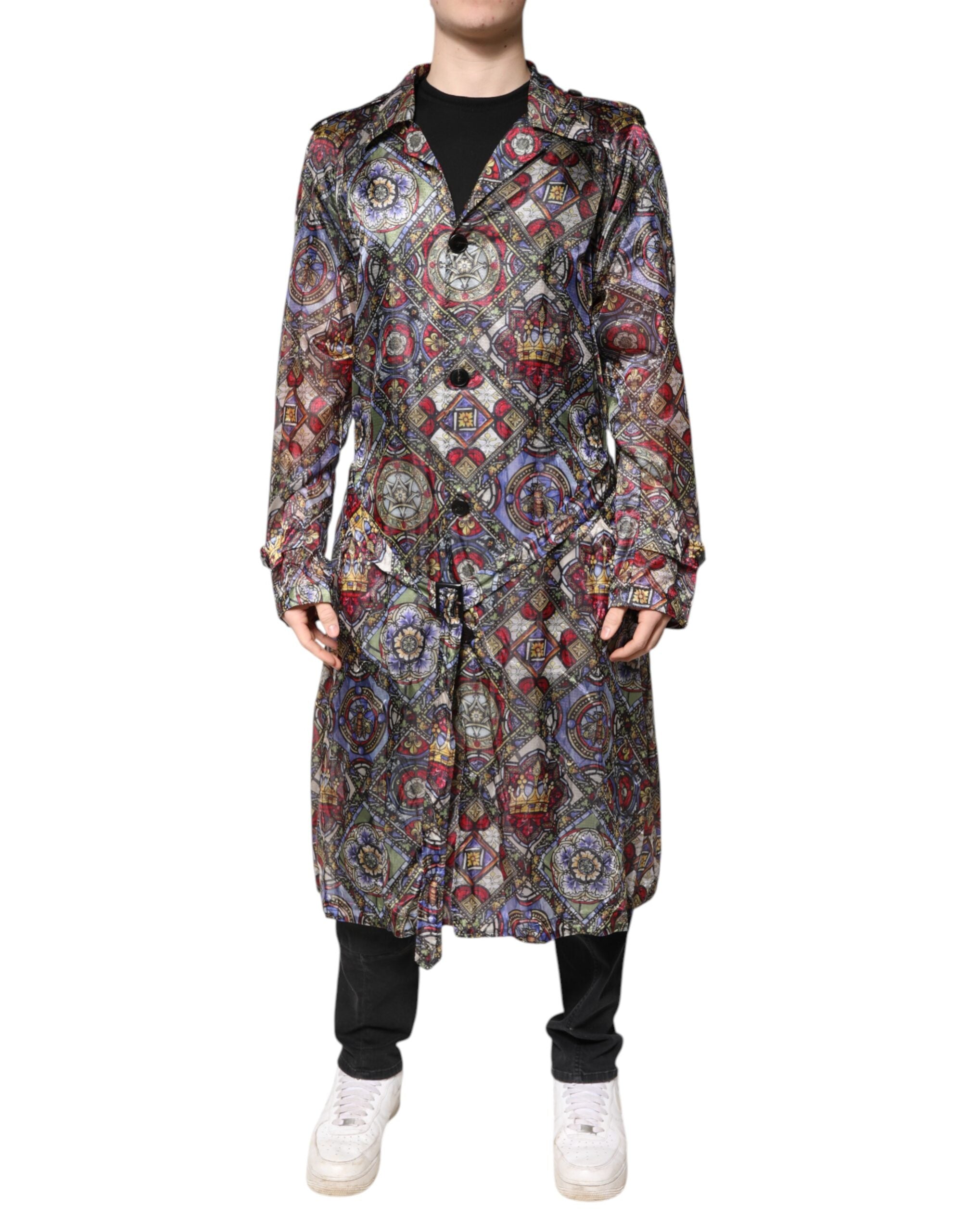Dolce & Gabbana Multicolor Royal Bee Crown Trench Coat Jacket
