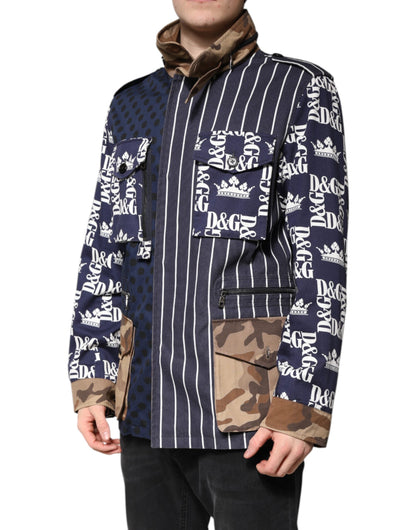 Dolce & Gabbana Multicolor Cotton Logo Patchwork Coat Jacket