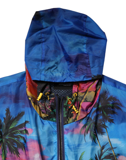 Dolce & Gabbana Multicolor Print Hooded Windbreaker Jacket