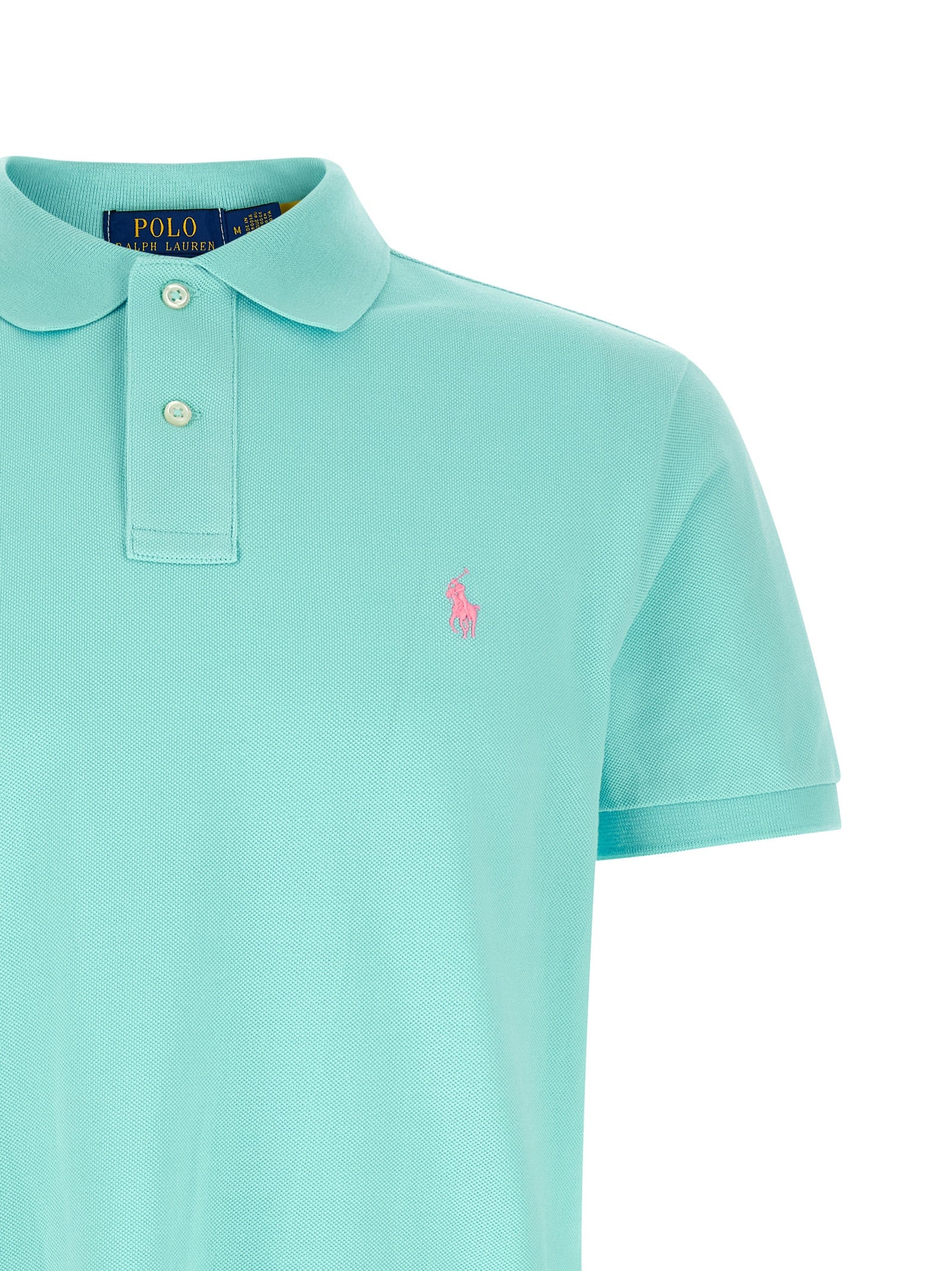 Polo Ralph Lauren Custom Slim Fit Piqué Polo Shirt Aqua Green-thumbmail-3