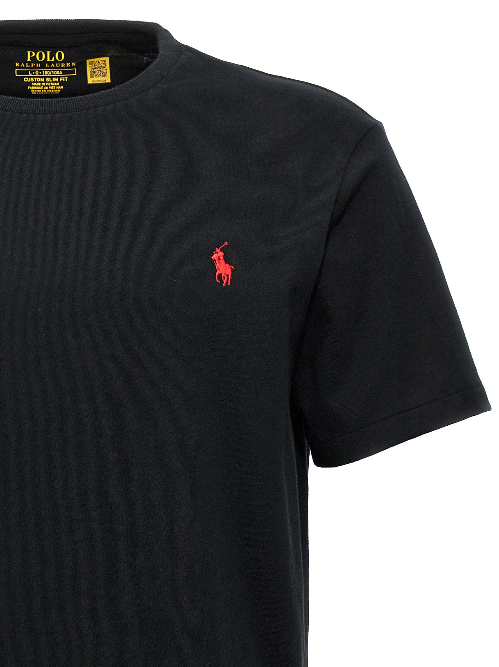 Polo Ralph Lauren Custom Slim Fit Katoenen T-shirt Zwart Topwear Polo Ralph Lauren