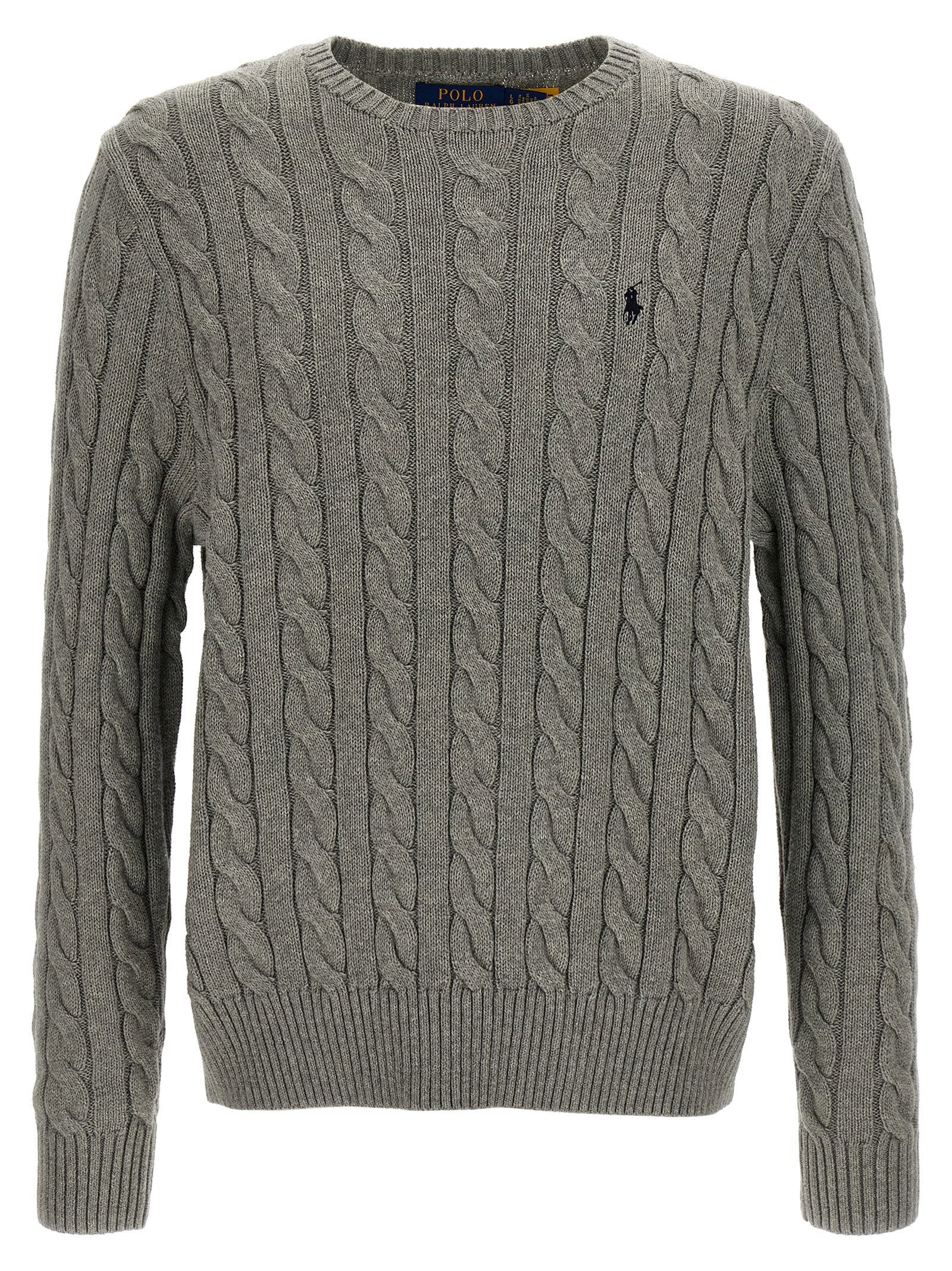 Polo Ralph Lauren Kabeltrui van Katoen met Pony Logo Grijs Knitwear Polo Ralph Lauren