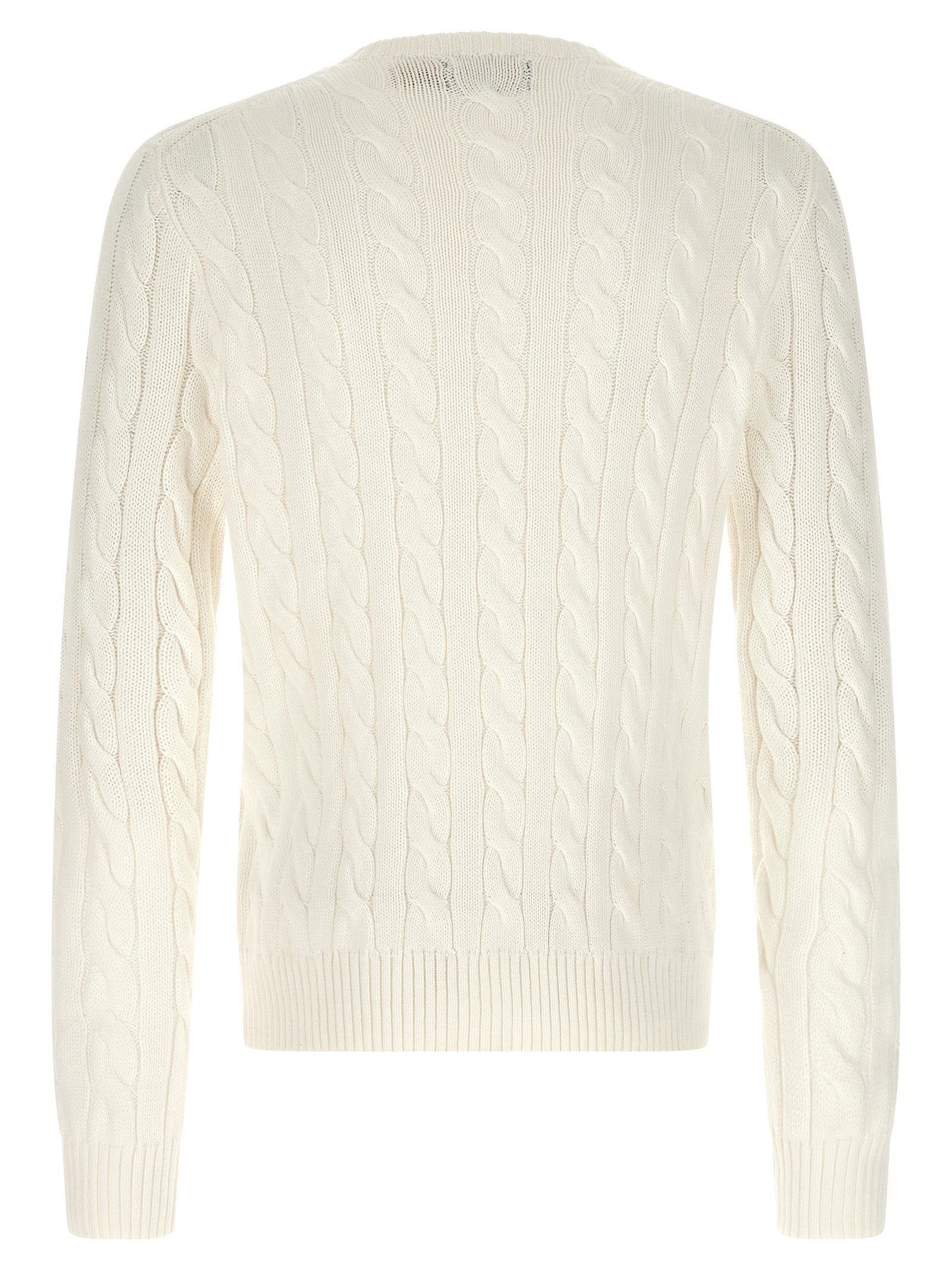 Polo Ralph Lauren Driver Cable Knit Cotton Sweater Cream-thumbmail-2