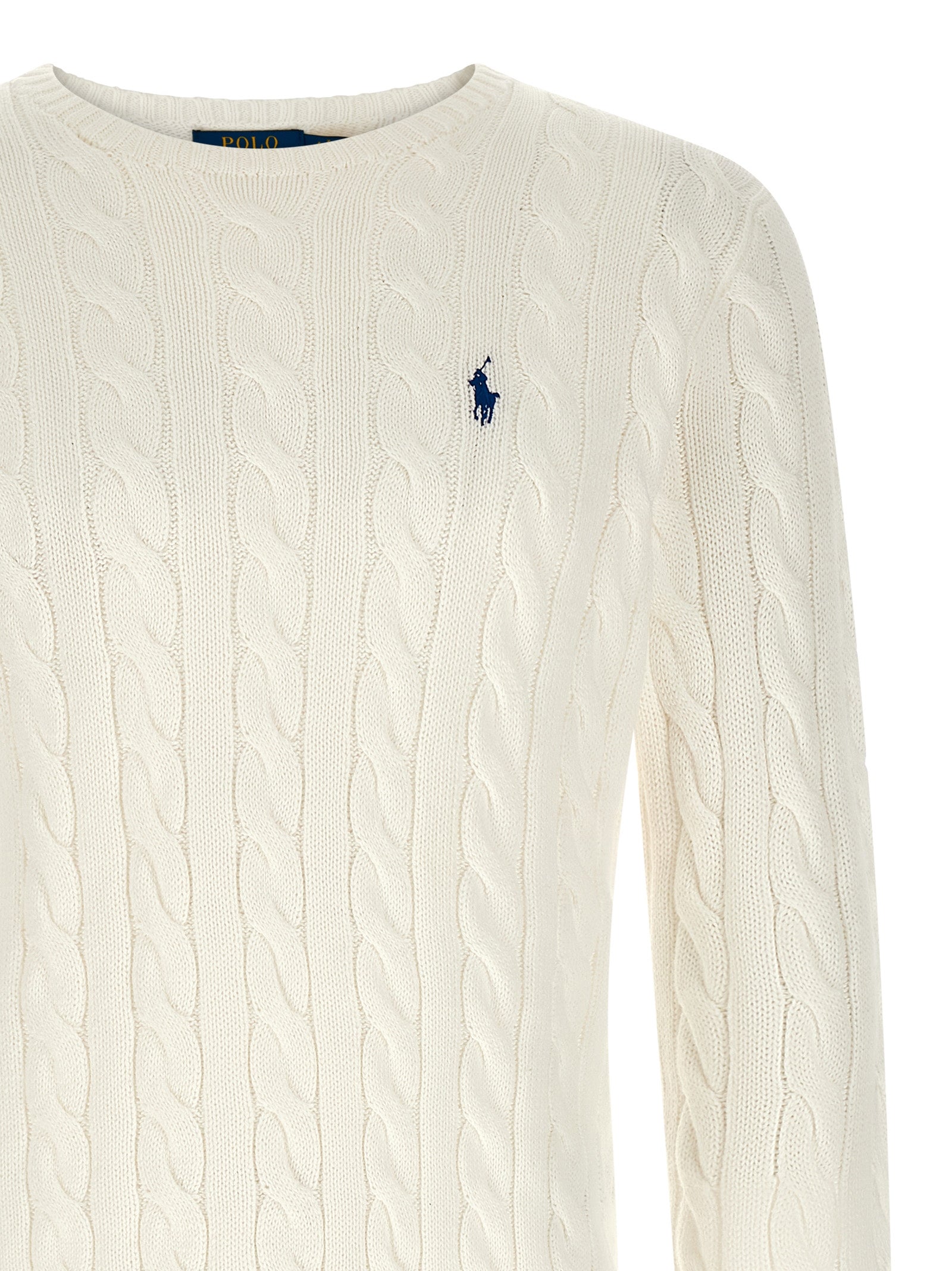 Polo Ralph Lauren Driver Cable Knit Cotton Sweater Cream-thumbmail-3