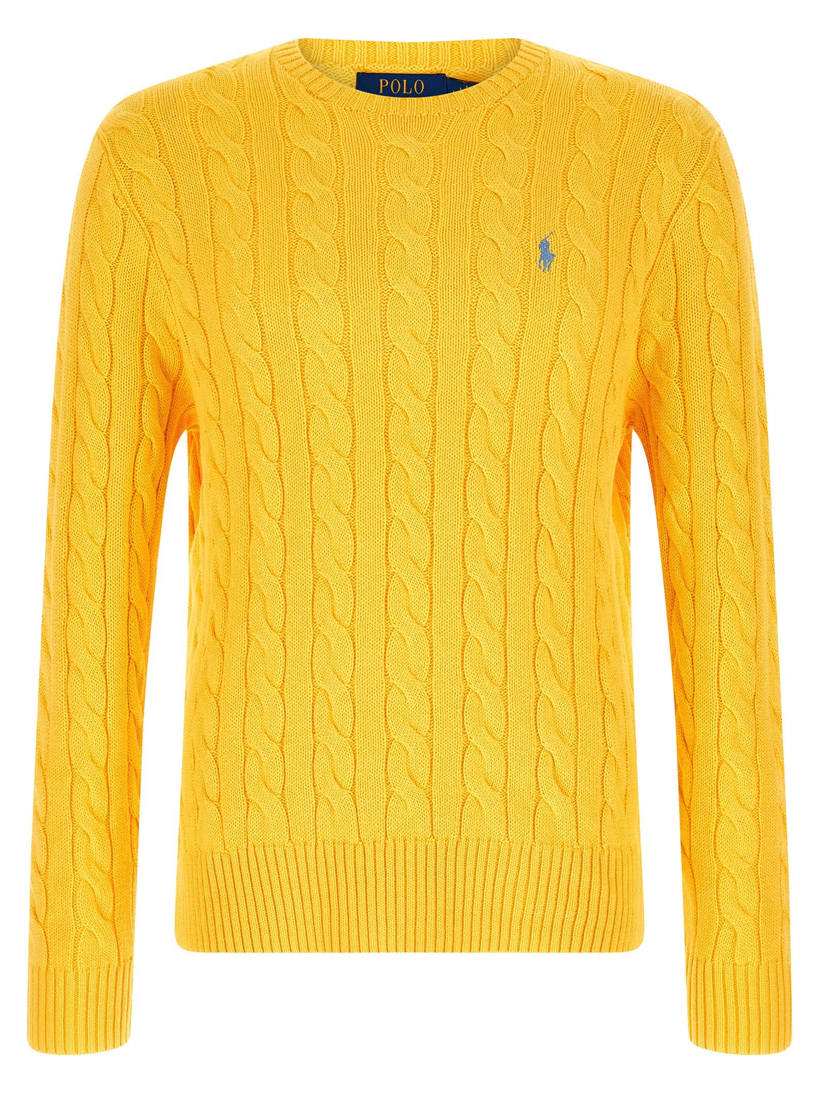 Polo Ralph Lauren kabelgebreide trui geel voorzijde