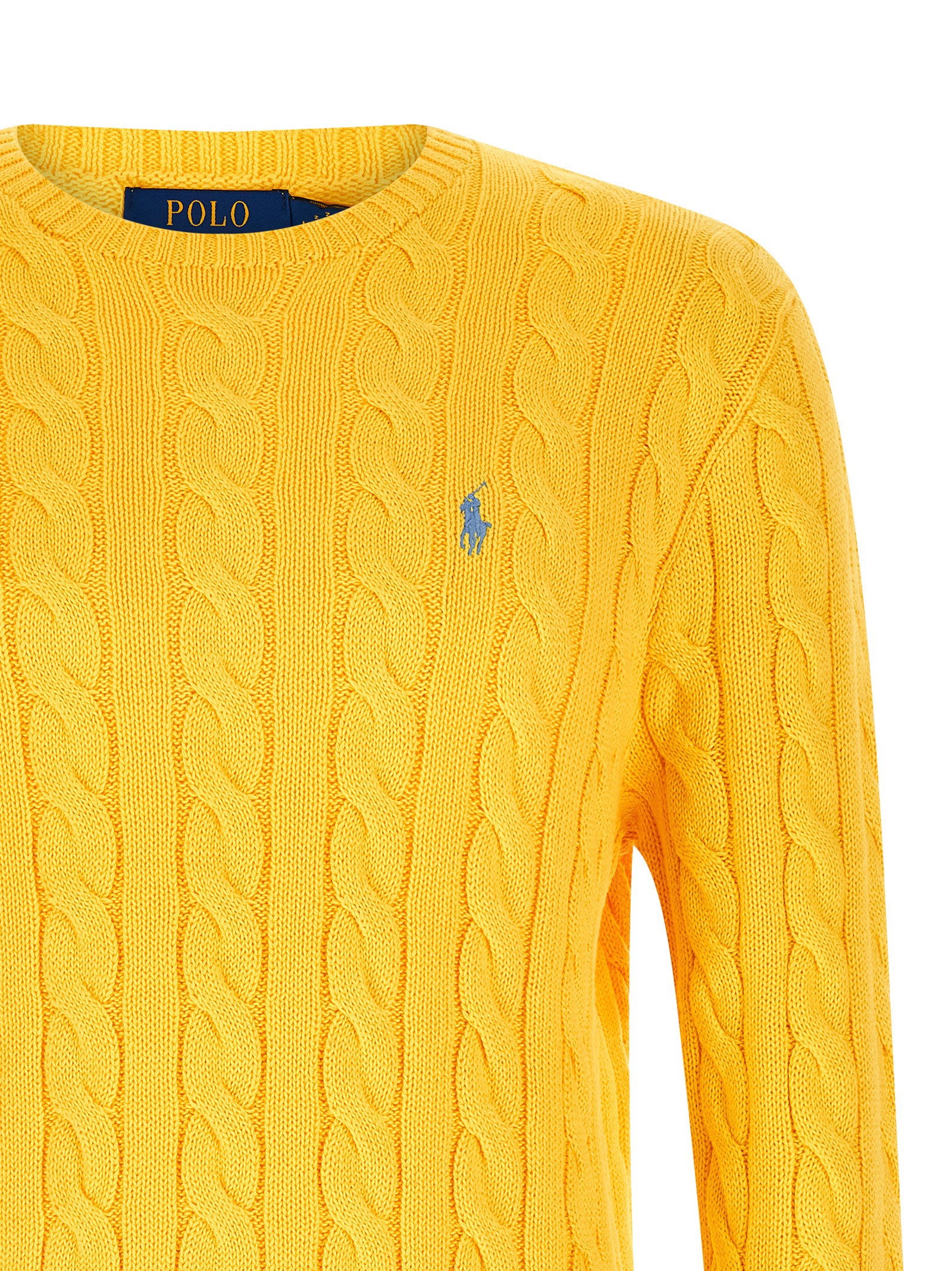 Polo Ralph Lauren trui geel gedragen aan voorzijde