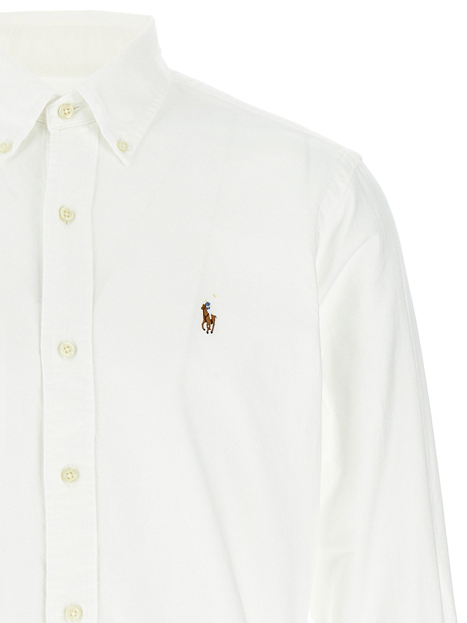 Polo Ralph Lauren Oxford Overhemd Wit - detail van de button-down kraag