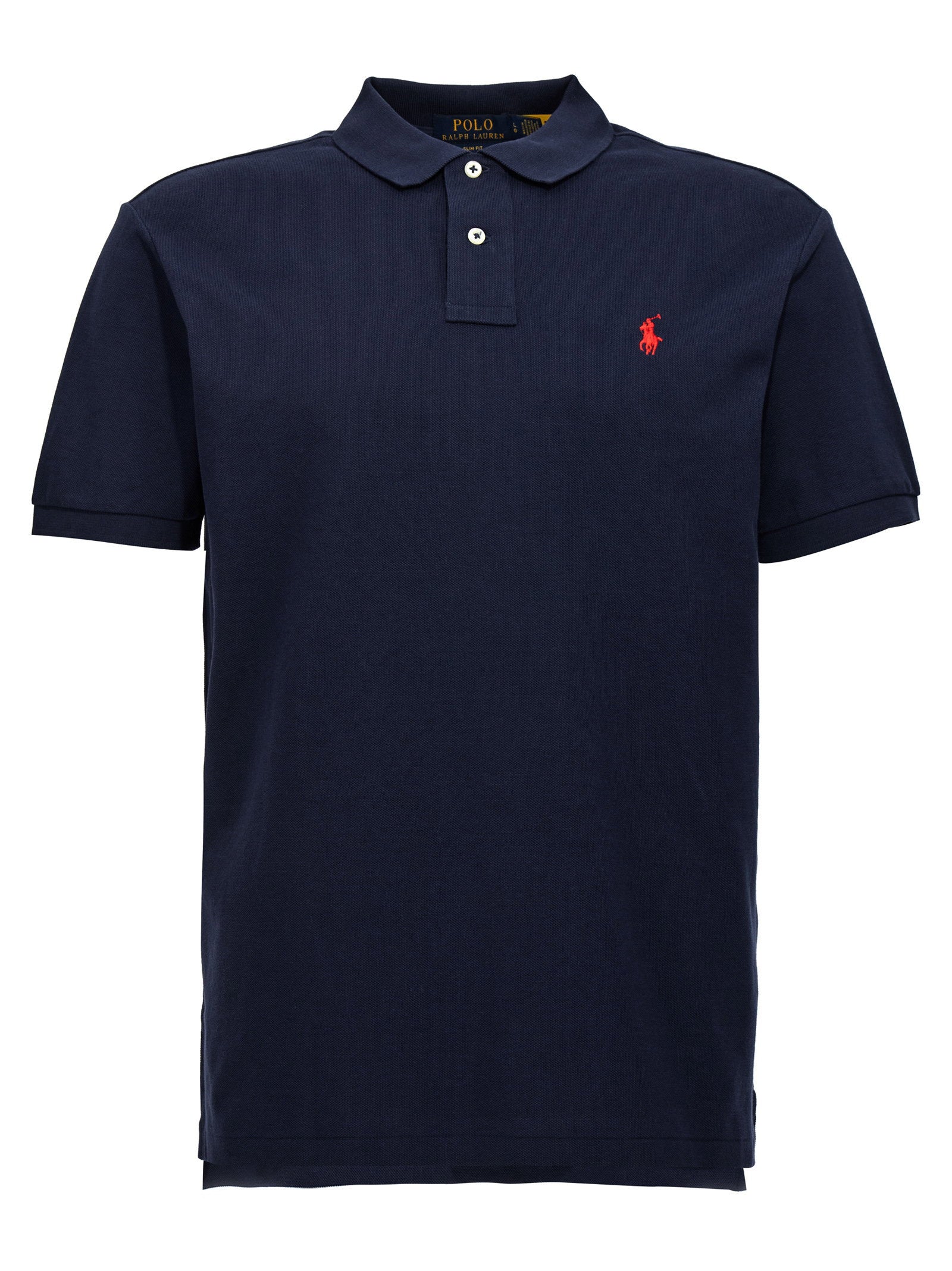 Polo Ralph Lauren Custom Slim Fit polo navy, vooraanzicht met pony-logo