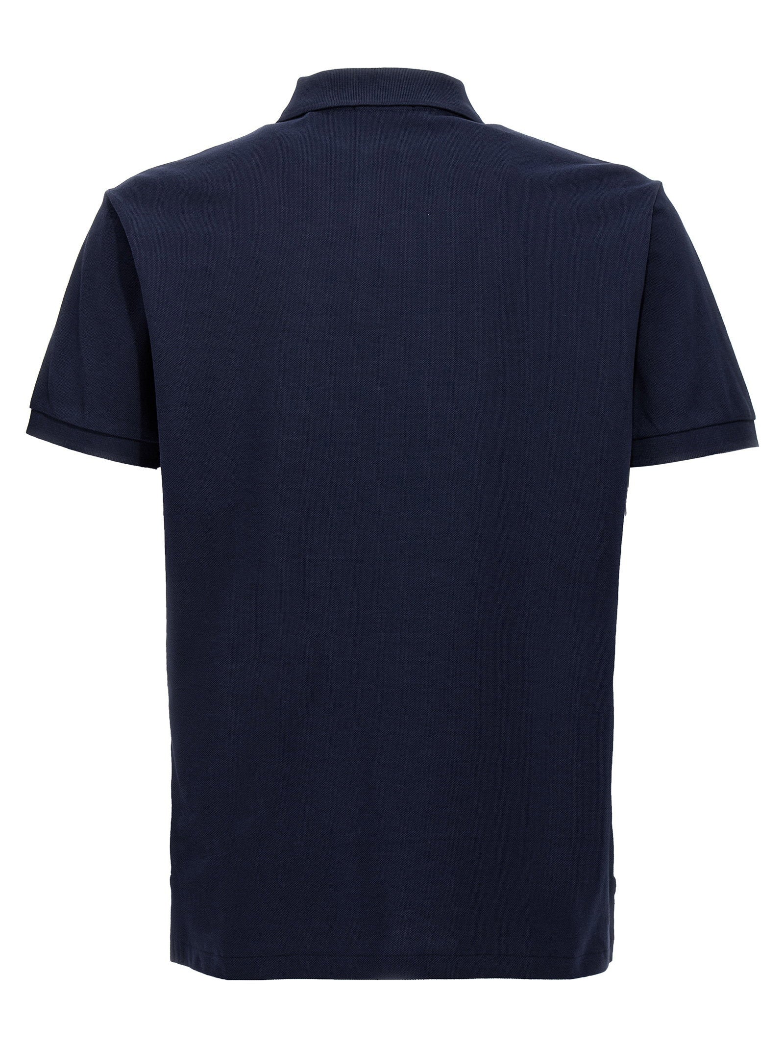 Polo Ralph Lauren Custom Slim Fit polo navy, detail van de geribbelde boord