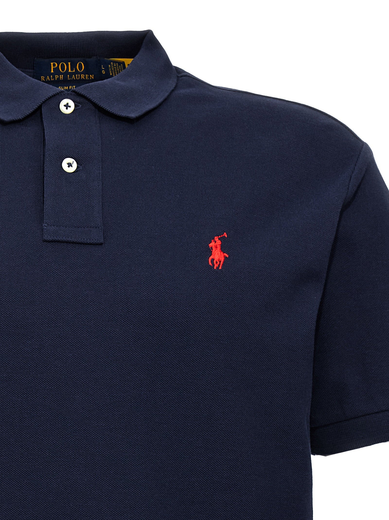 Polo Ralph Lauren Custom Slim Fit polo navy, achteraanzicht