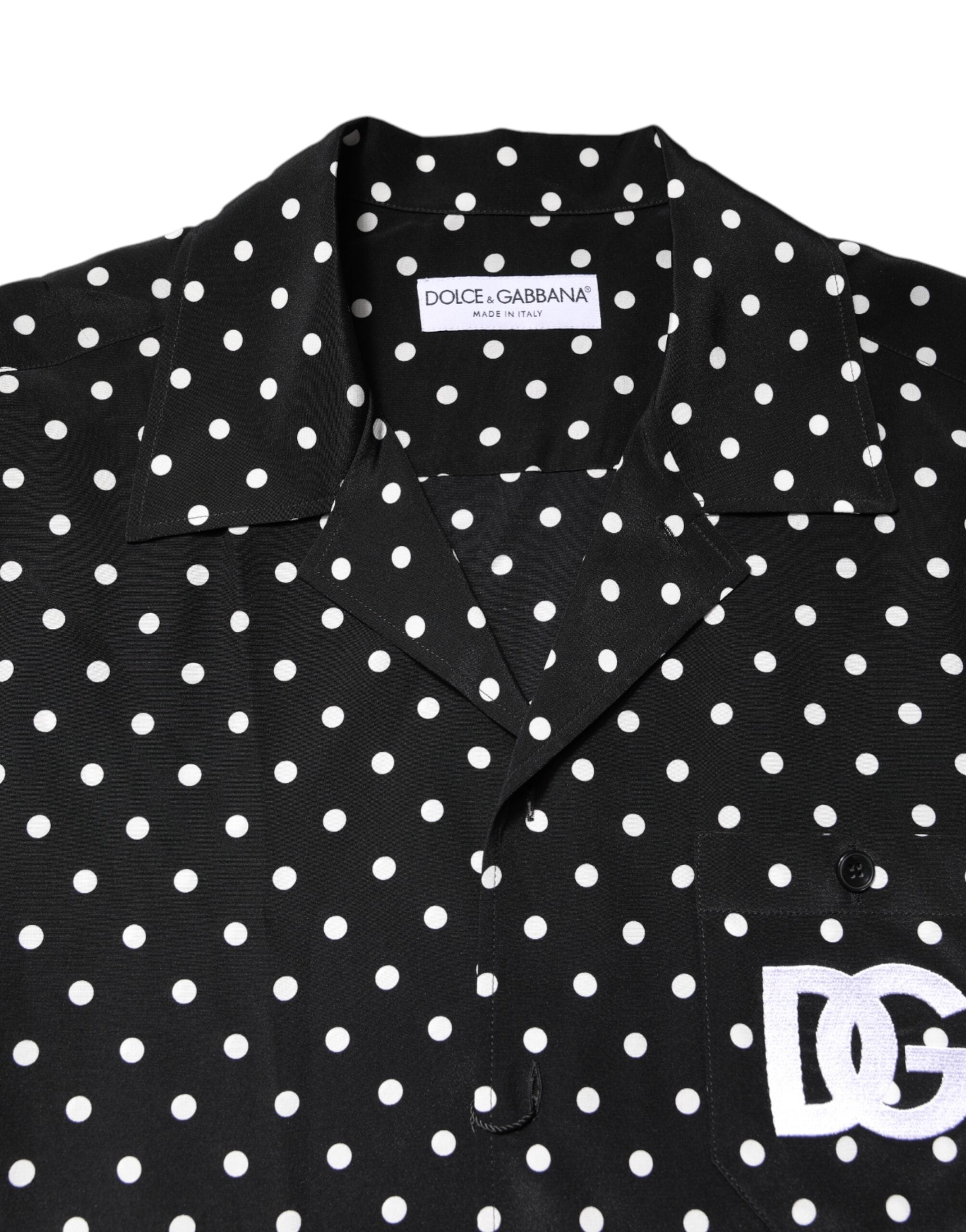 Dolce & Gabbana Black Polka Dot Short Sleeves Casual Shirt