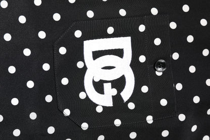 Dolce & Gabbana Black Polka Dot Short Sleeves Casual Shirt
