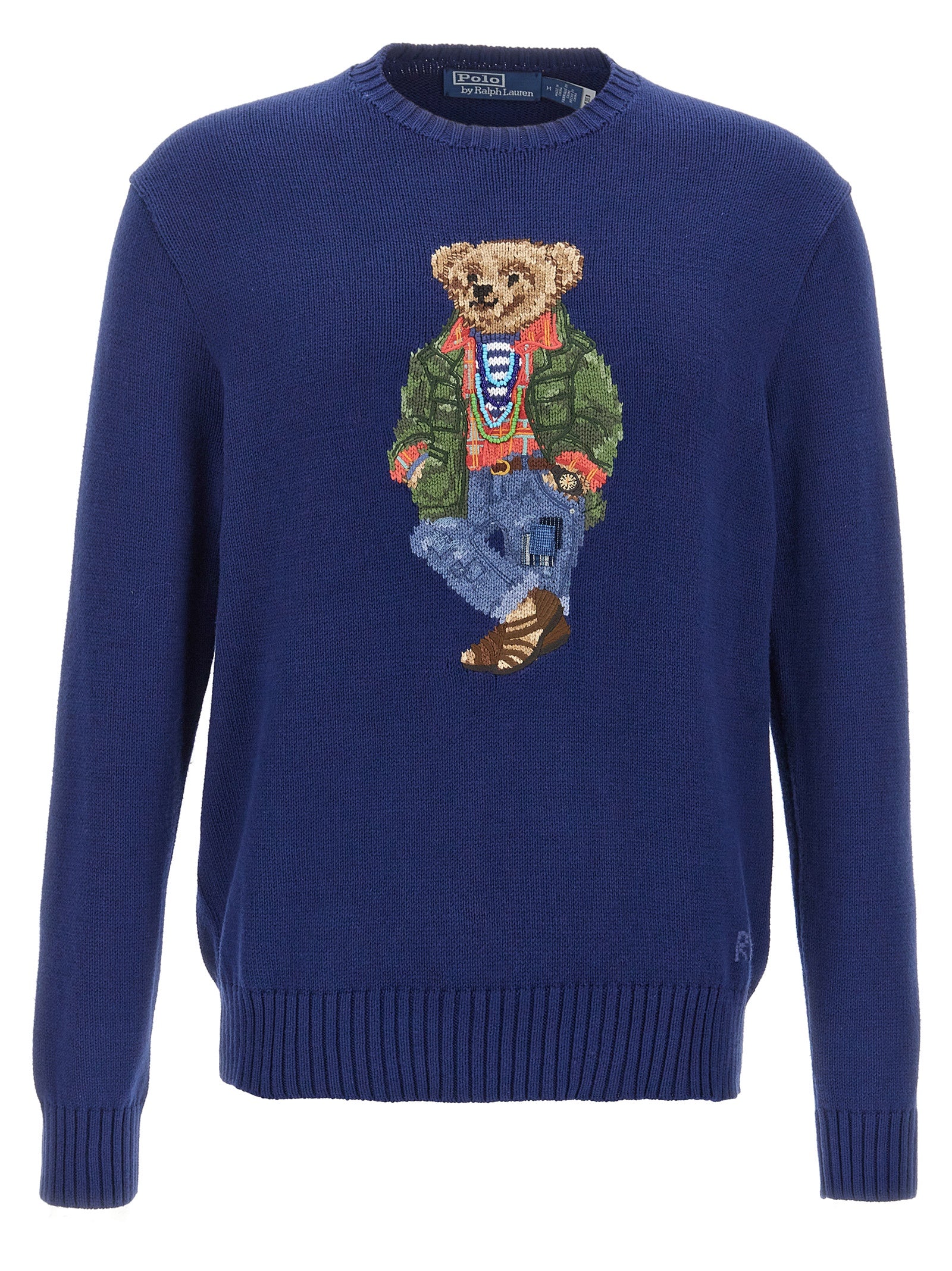 Polo Ralph Lauren Polo Bear Patchwork Cotton Sweater Navy
