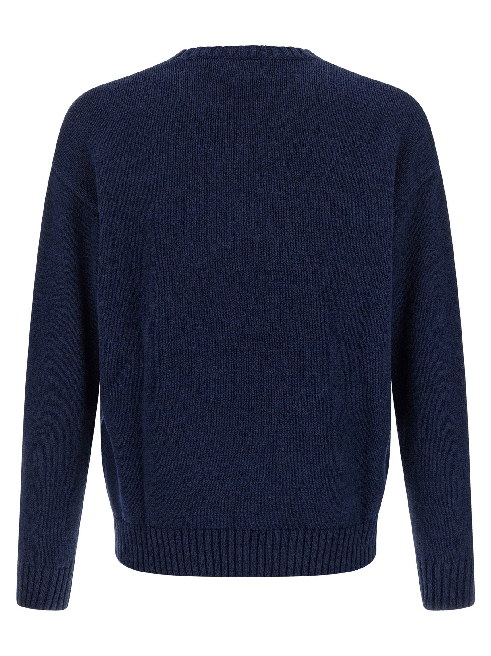 Polo Ralph Lauren Ralph Intarsia Linen and Cotton Blend Sweater Navy Knitwear Polo Ralph Lauren