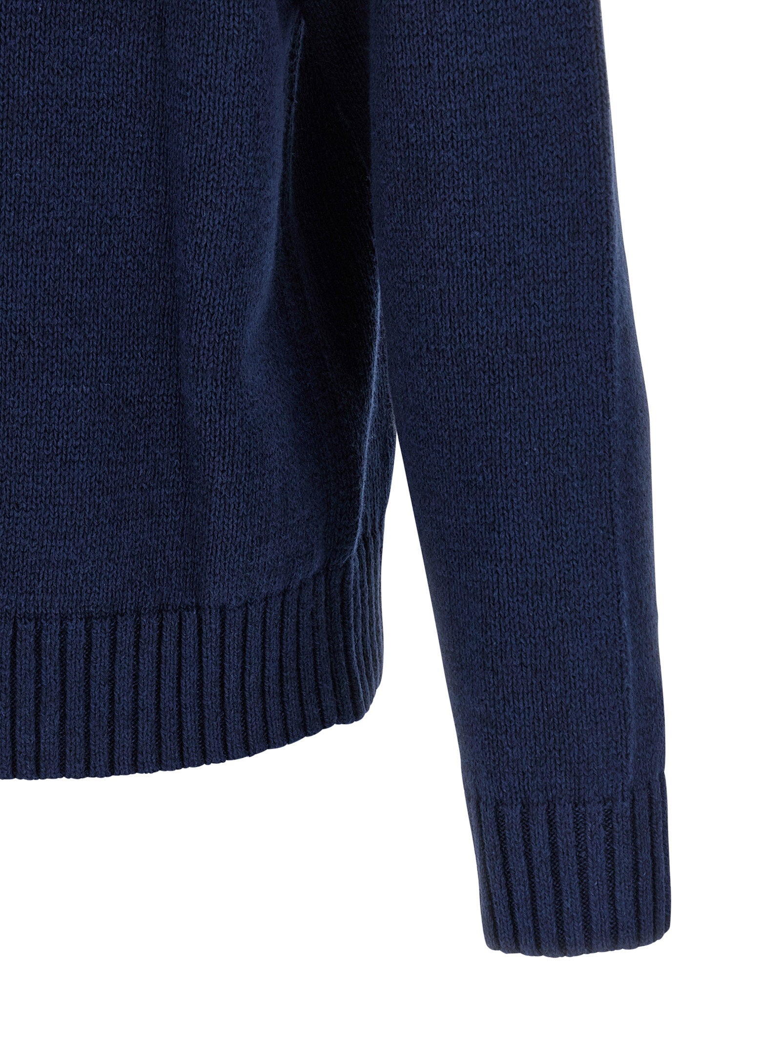 Polo Ralph Lauren Ralph Intarsia Linen and Cotton Blend Sweater Navy Knitwear Polo Ralph Lauren