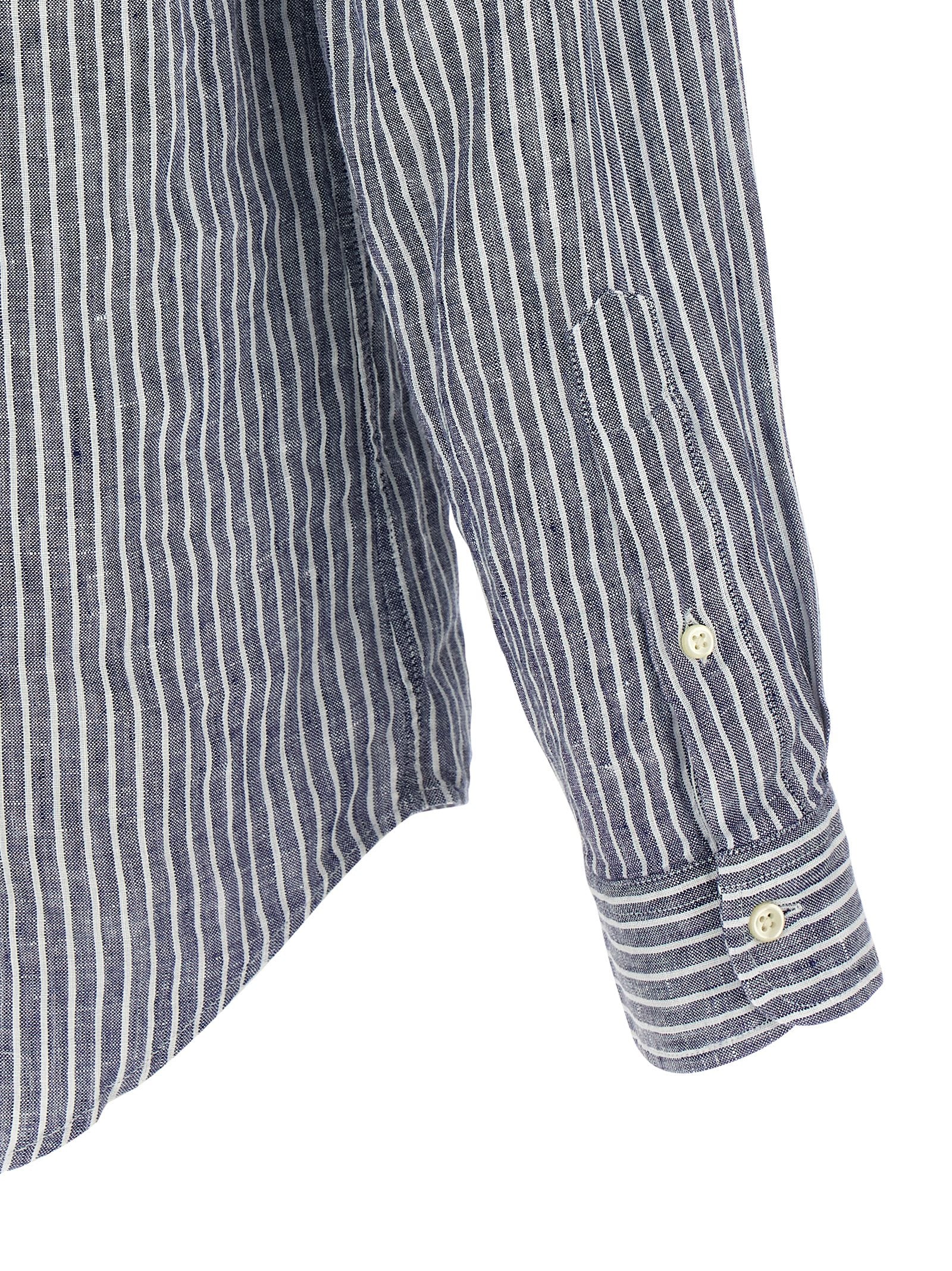 Polo Ralph Lauren Custom Fit Striped Linen Shirt Blue White-thumbmail-4