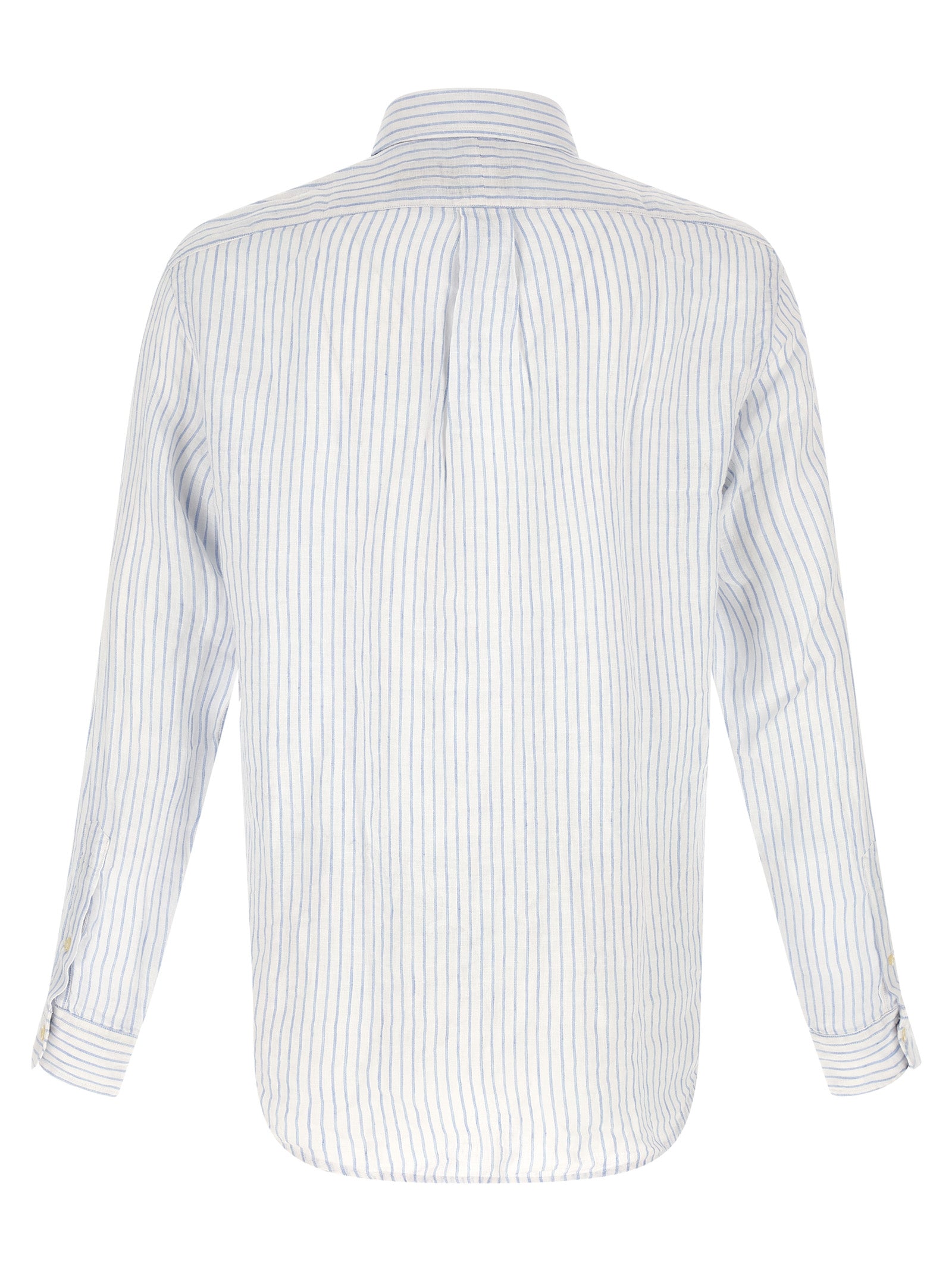 Polo Ralph Lauren Custom Fit Striped Linen Shirt White Blue-thumbmail-2