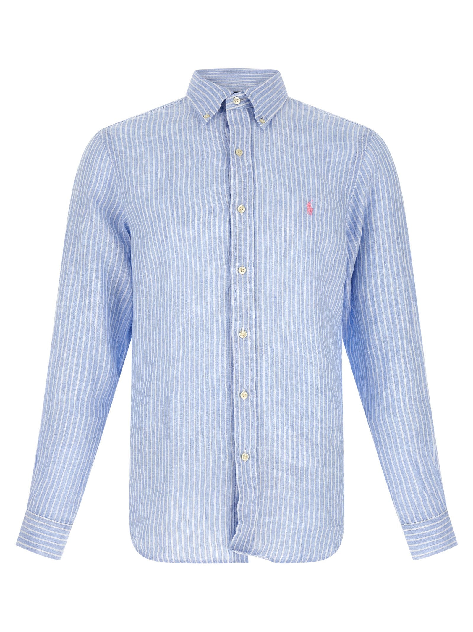 Polo Ralph Lauren Custom Fit Linnen Overhemd Lichtblauw Shirts Polo Ralph Lauren